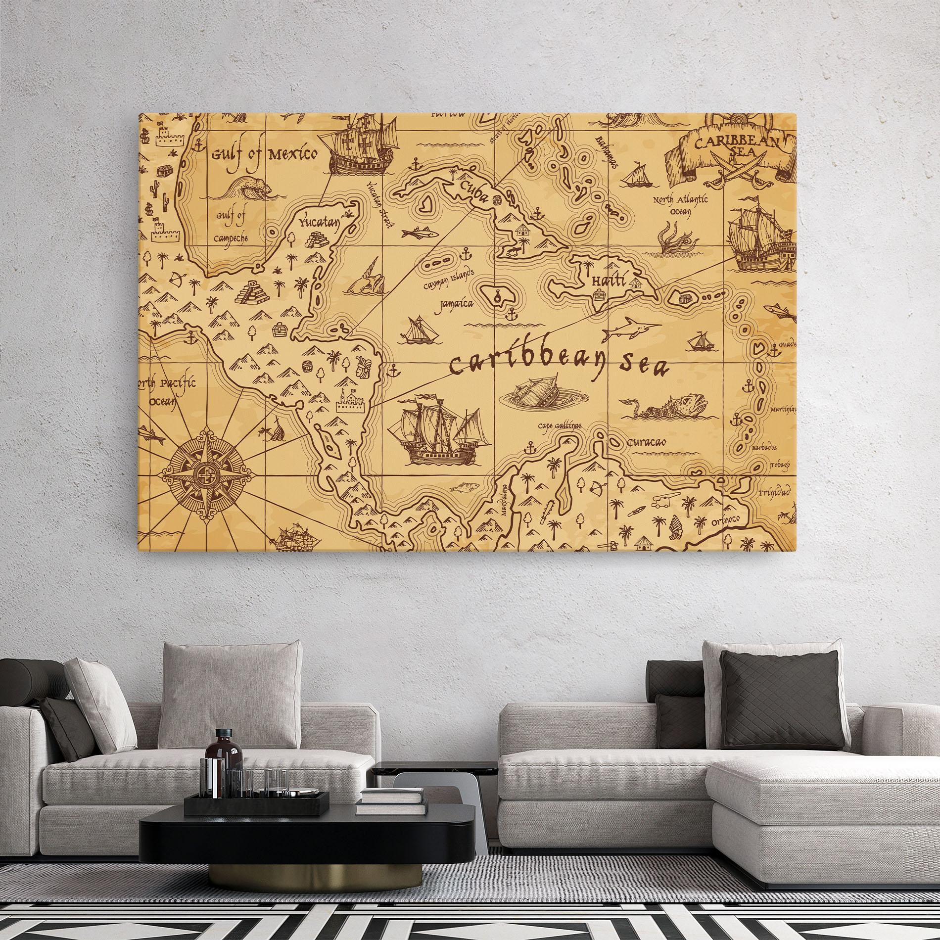 Tablou Canvas Caribbean Sea Map mockup 2