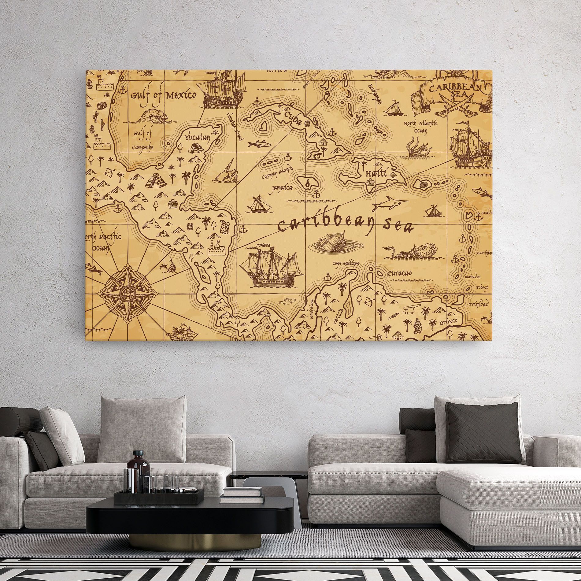 Caribbean Sea Map mockup 2