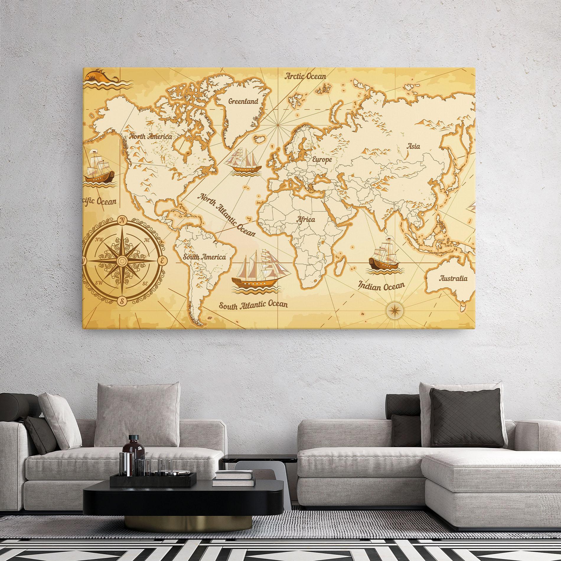 Tablou Canvas Gold Old Map mockup 2