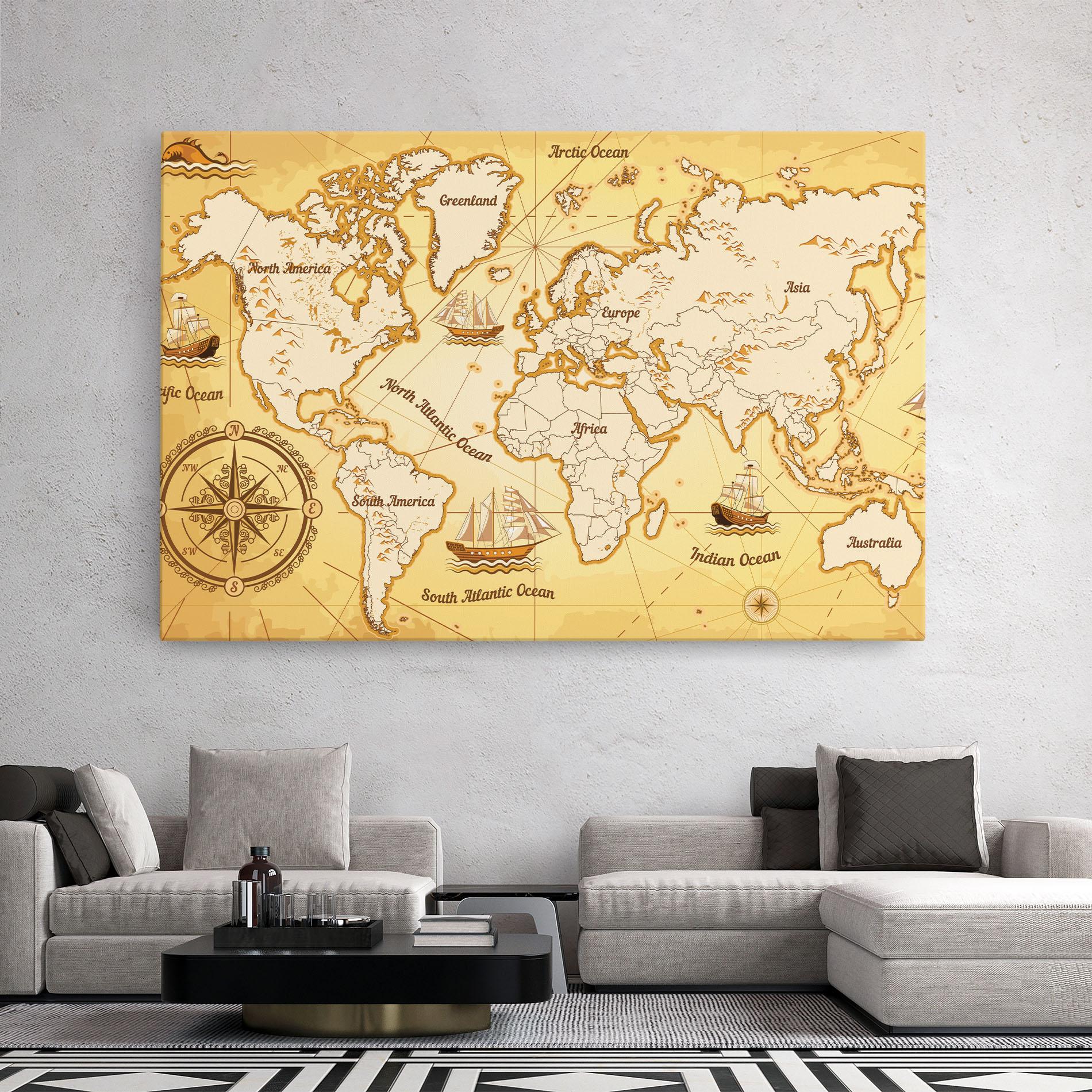 Tablou Canvas Gold Vintage Map mockup 2