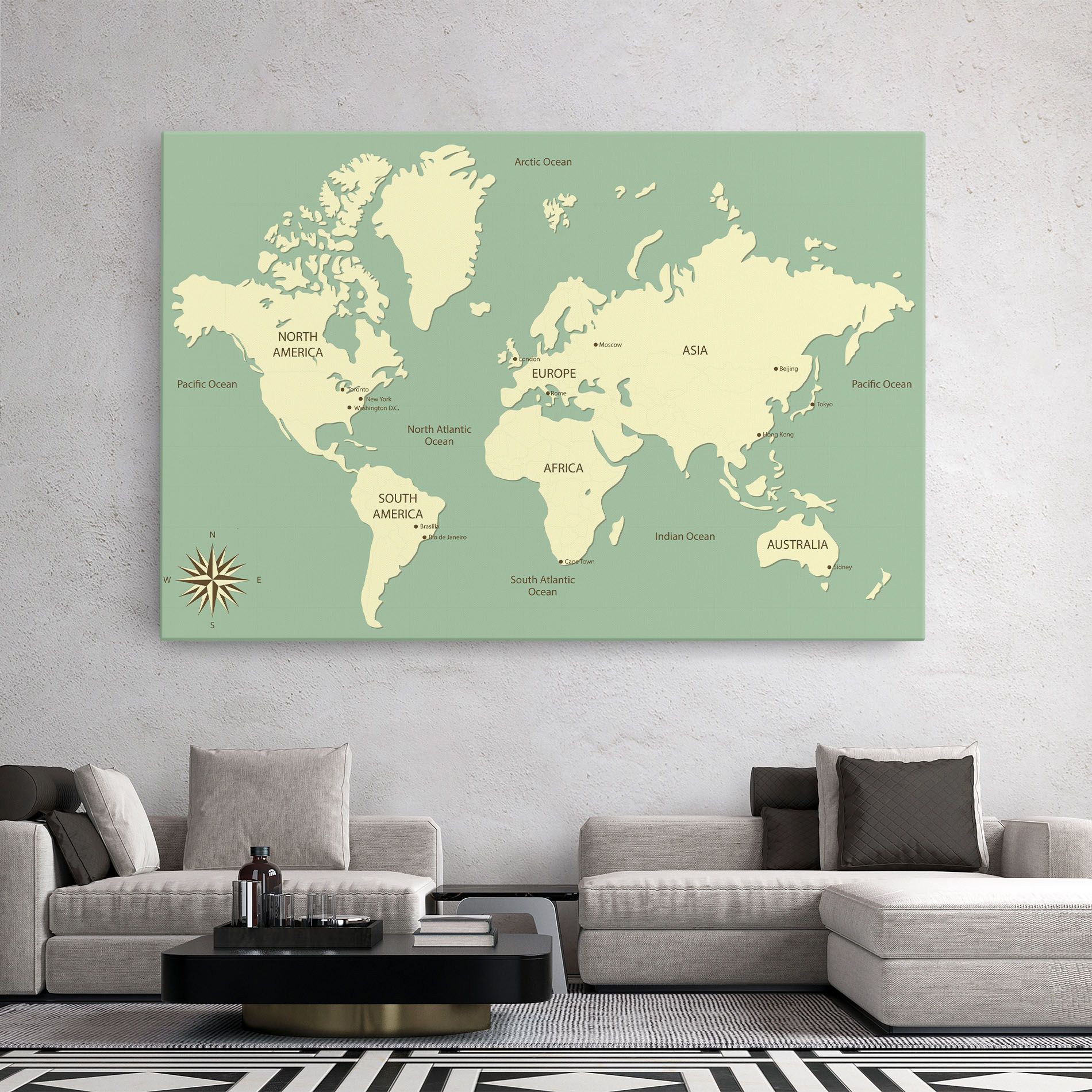Green Cream Map mockup 2