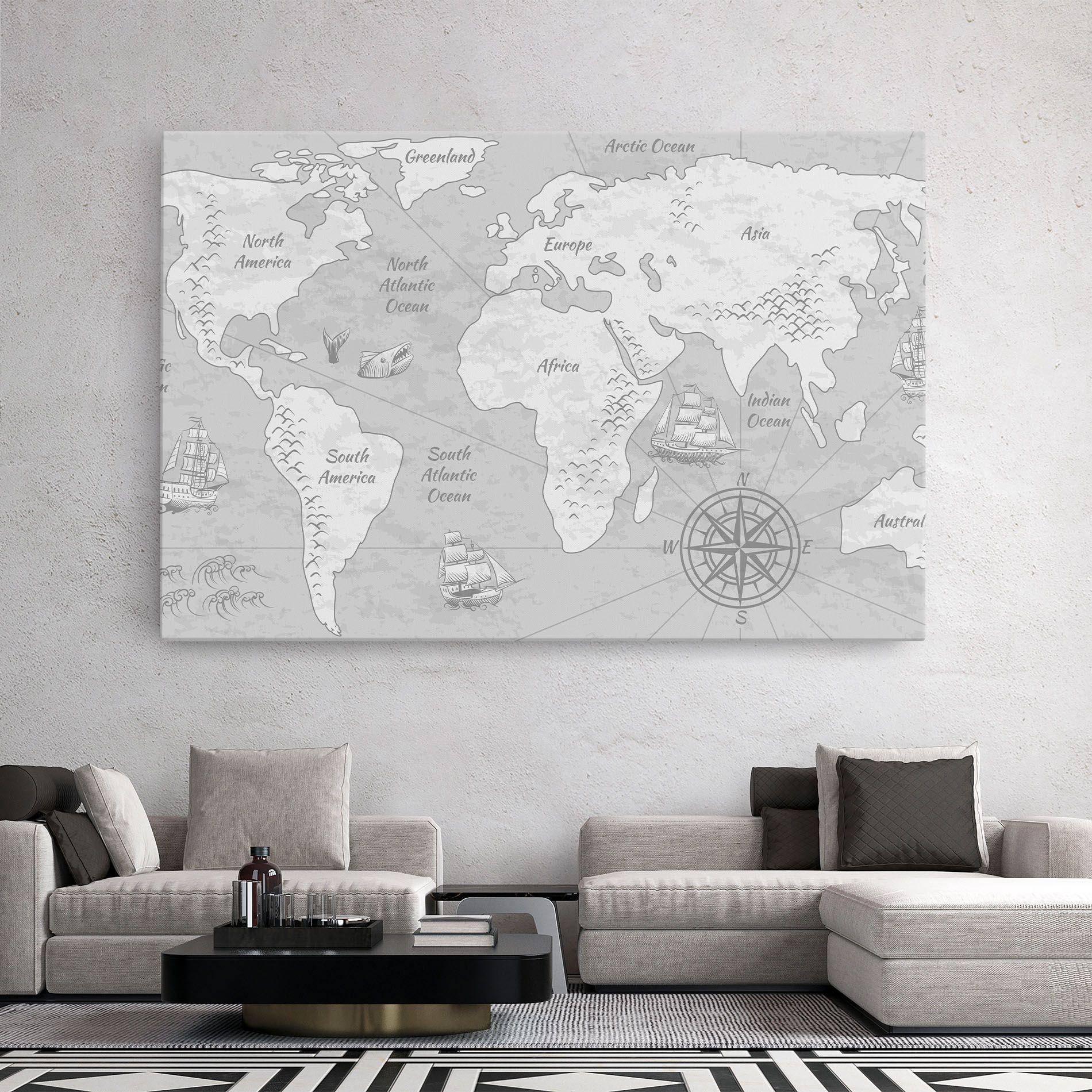Grey Old Map mockup 2
