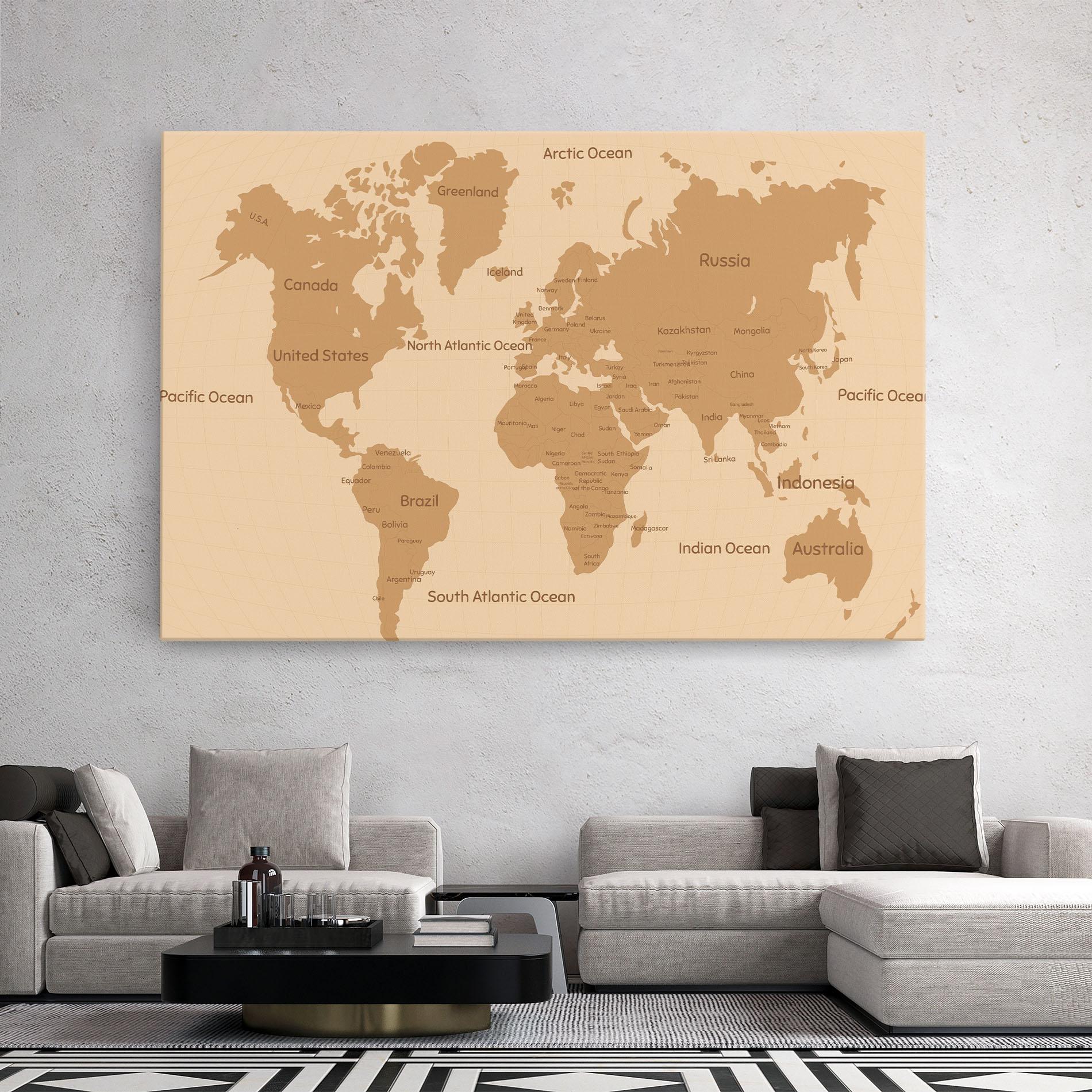 Tablou Canvas Ocean Old Map mockup 2