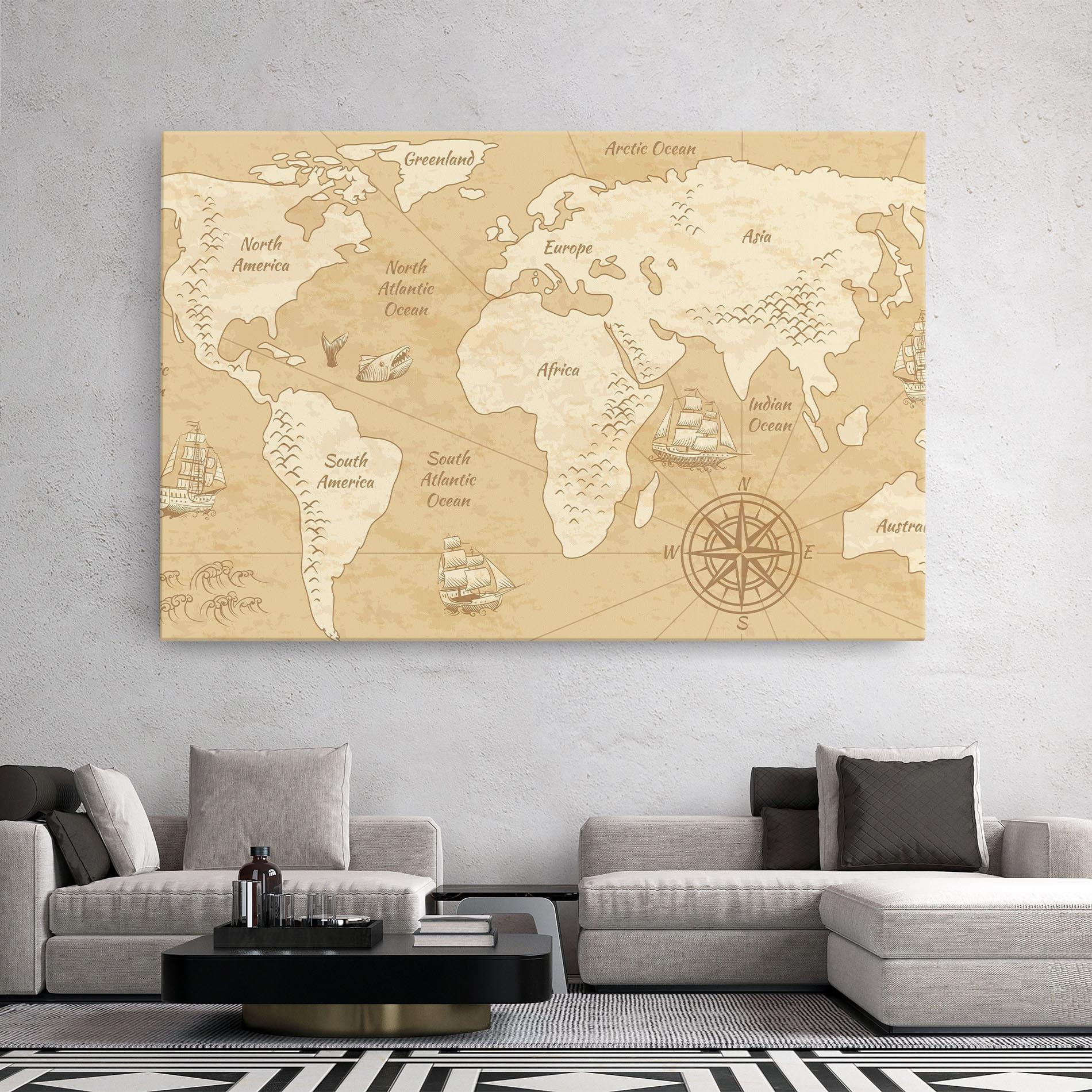 Tablou Canvas Old Continents Map mockup 2