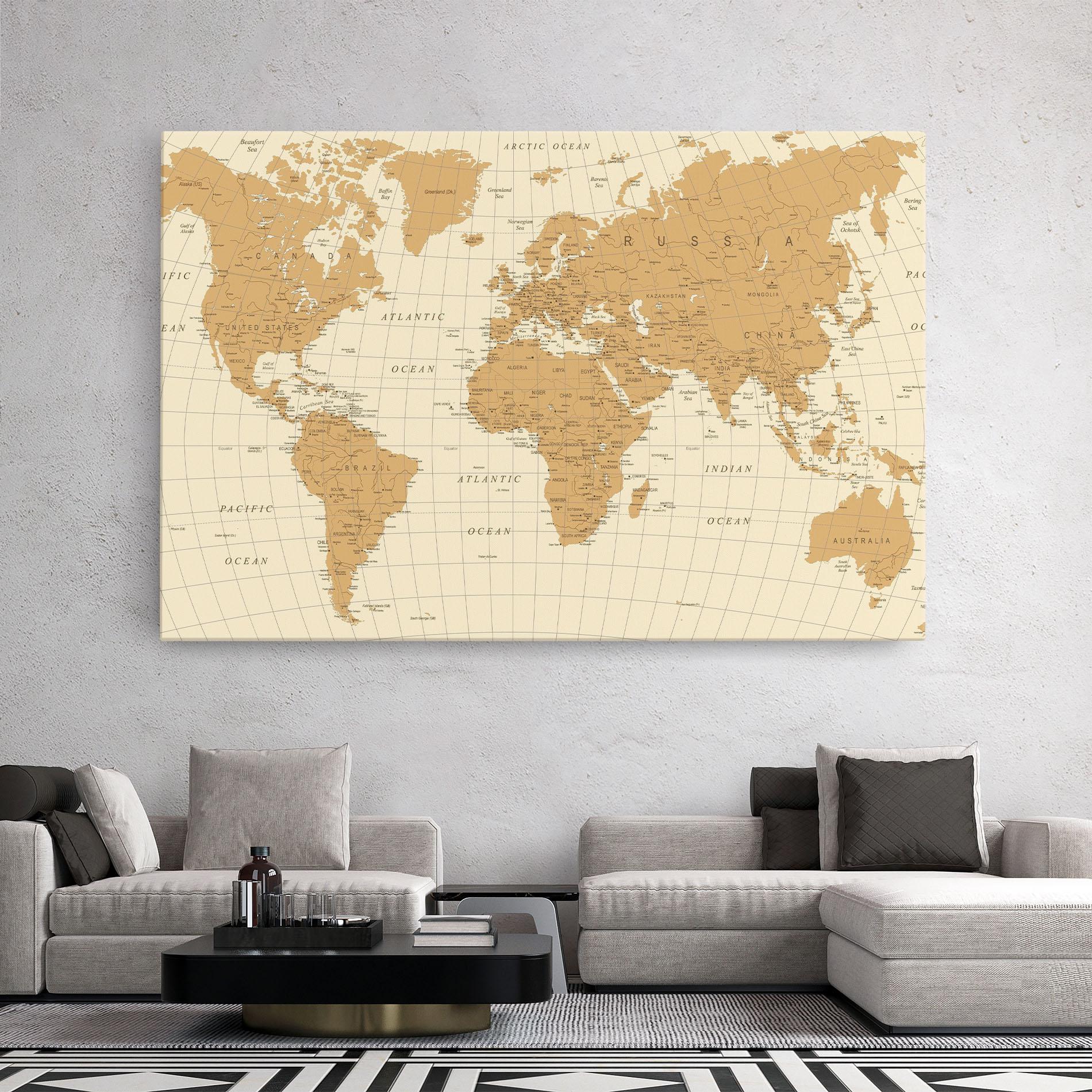 Tablou Canvas Old Map Cream mockup 2