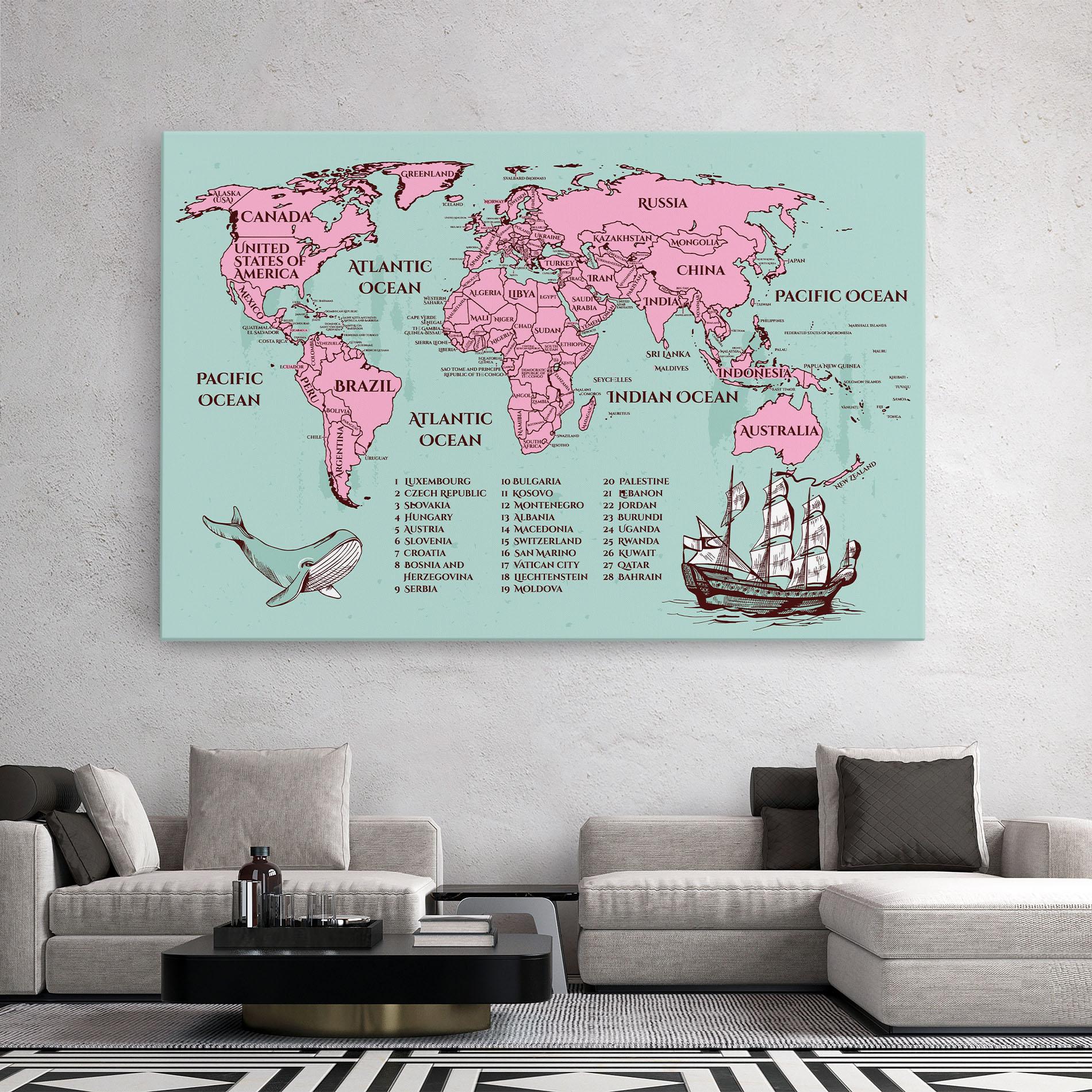 Tablou Canvas Pink Pirate Map mockup 2