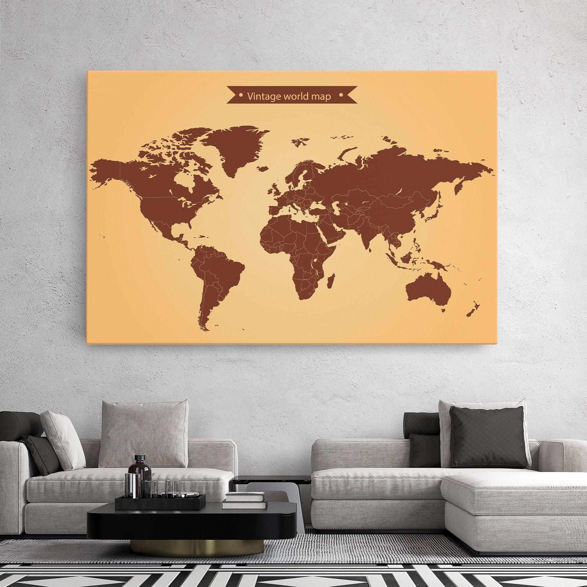 Tablou Canvas Vintage World Map mockup 2
