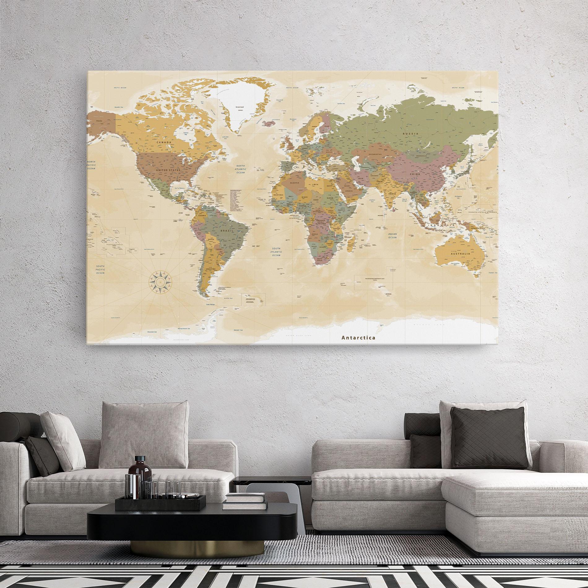 Tablou Canvas World Map Vintage mockup 2