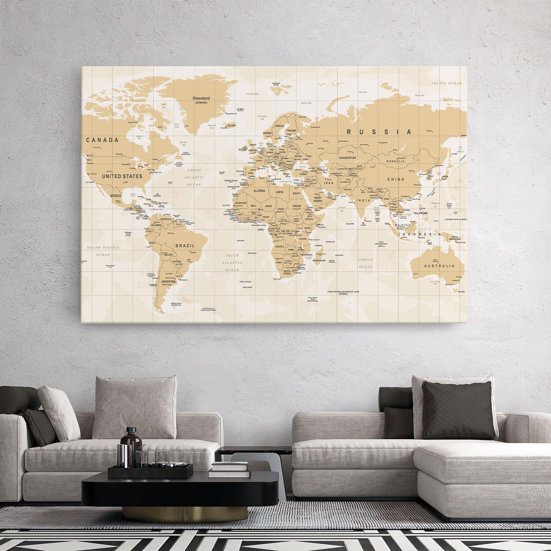 Tablou Canvas World Old Map mockup 2