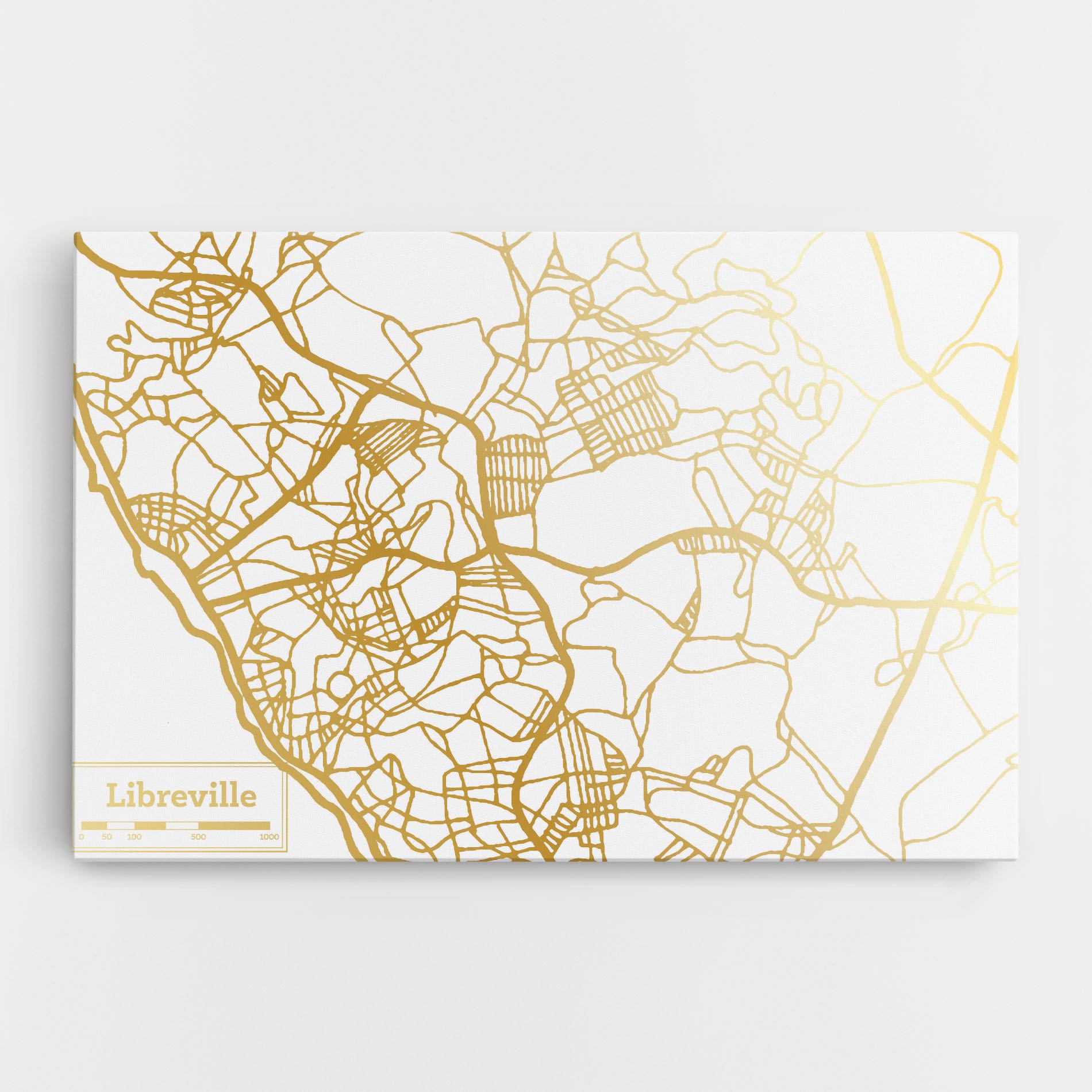 Tablou Canvas Libreville Gold Map mockup 0
