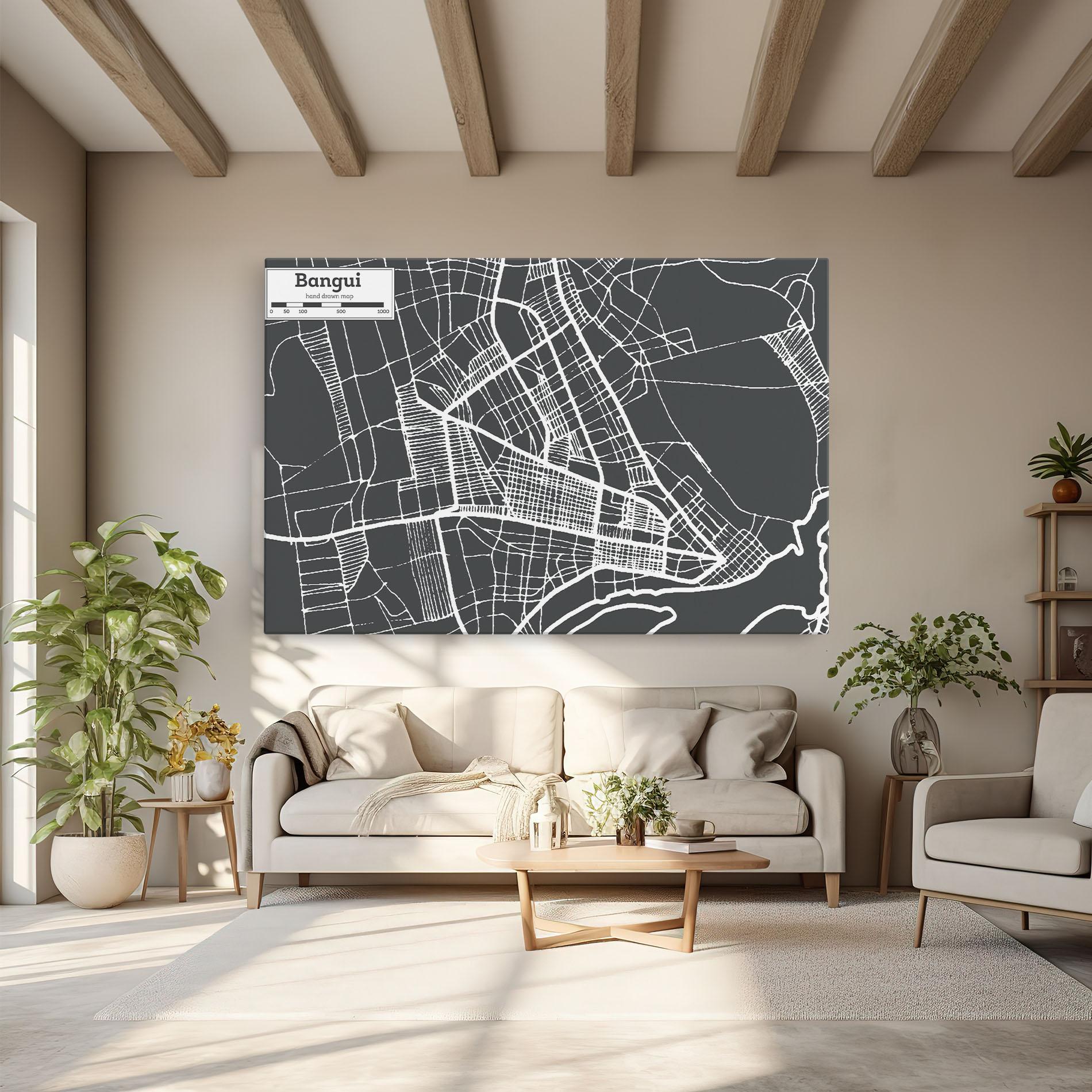 Tablou Canvas Bangui Map mockup 6