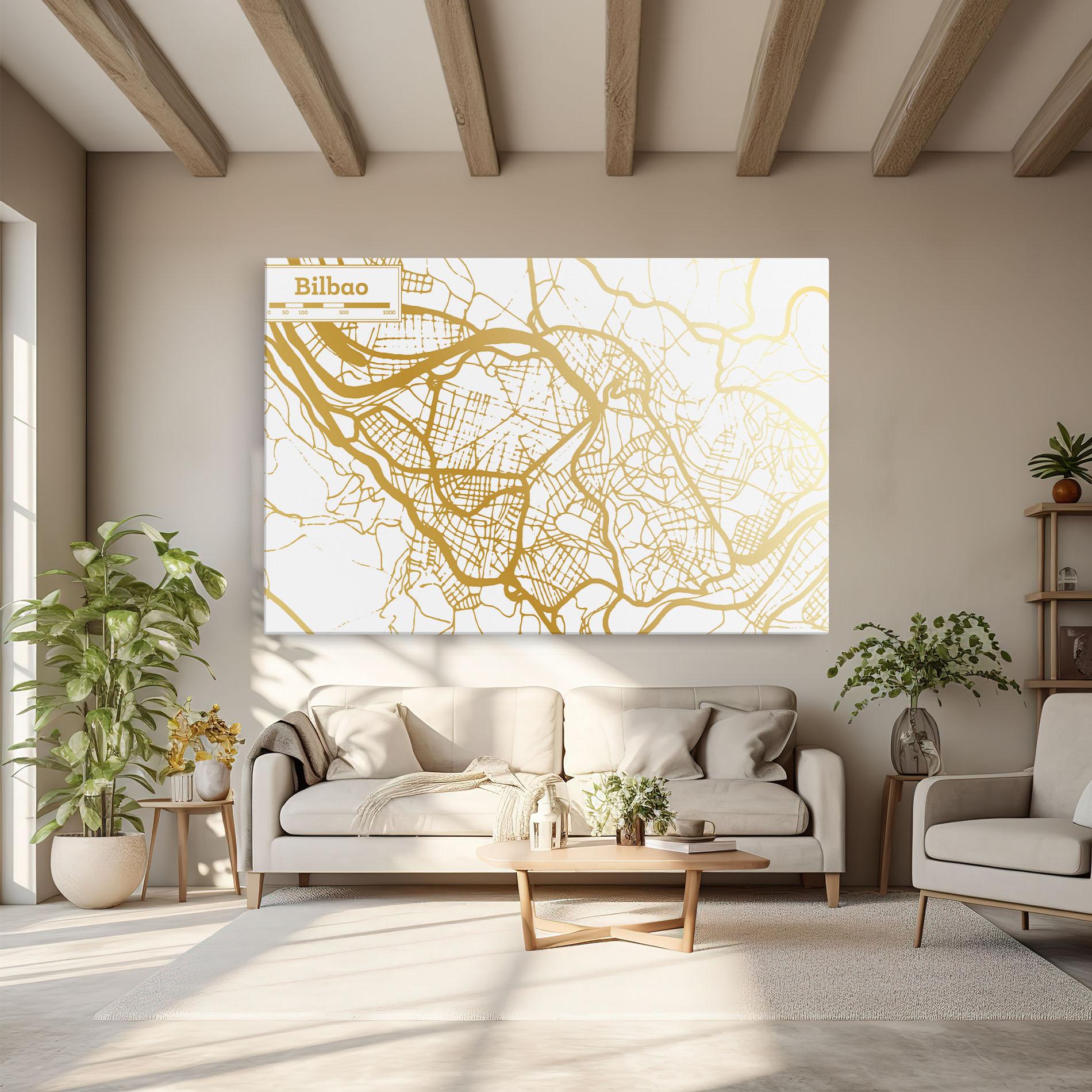 Tablou Canvas Bilbao Gold Map mockup 6
