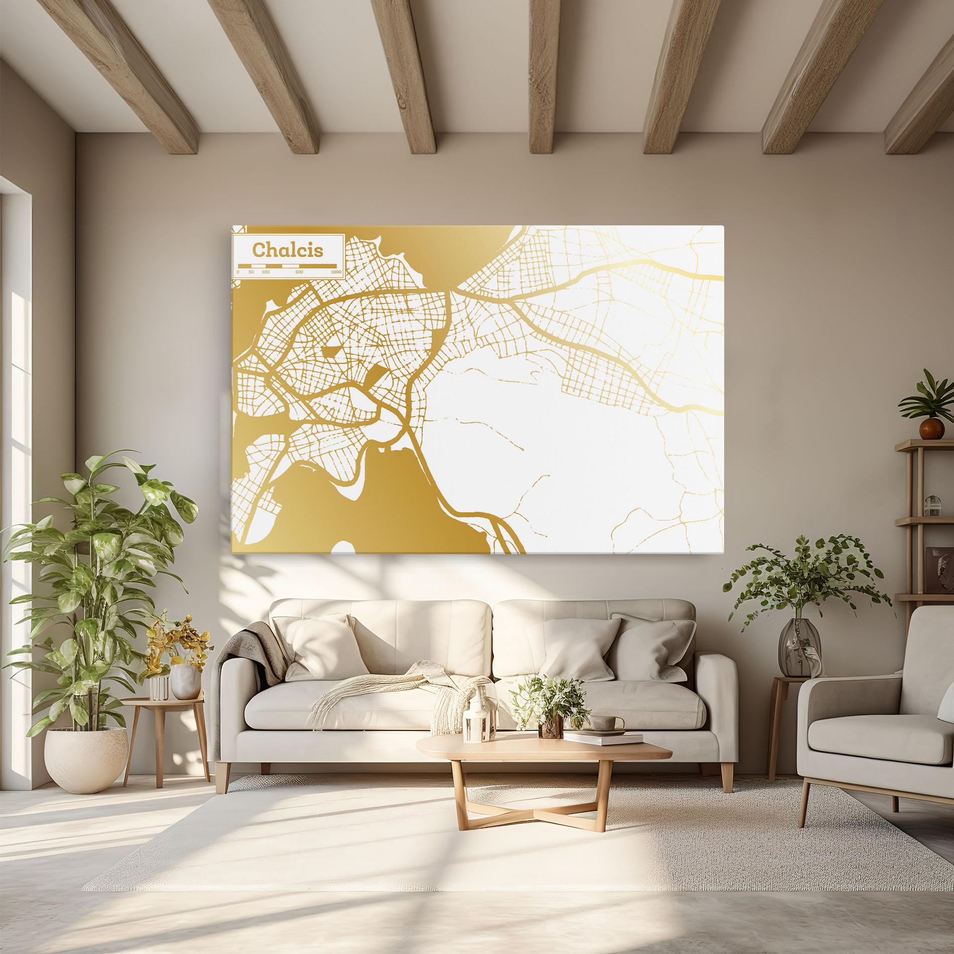 Tablou Canvas Chalcis Gold Map mockup 6