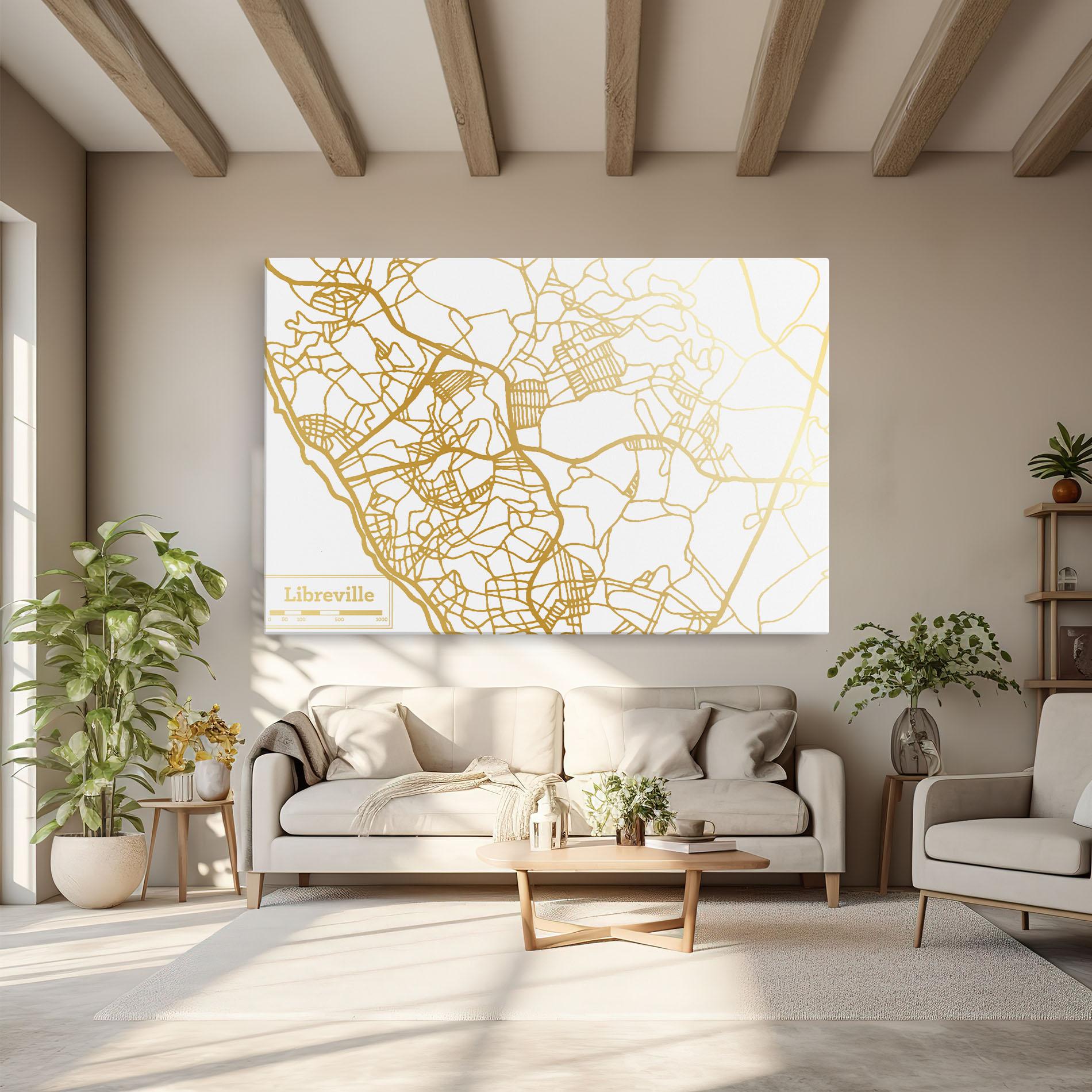 Tablou Canvas Libreville Gold Map mockup 6