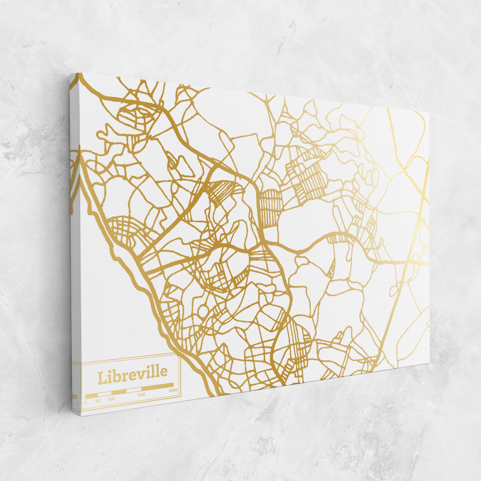 Tablou Canvas Libreville Gold Map mockup 1