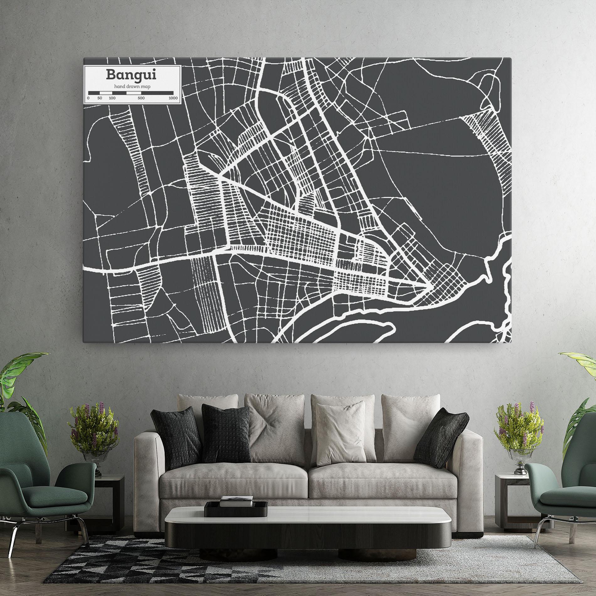 Tablou Canvas Bangui Map mockup 7
