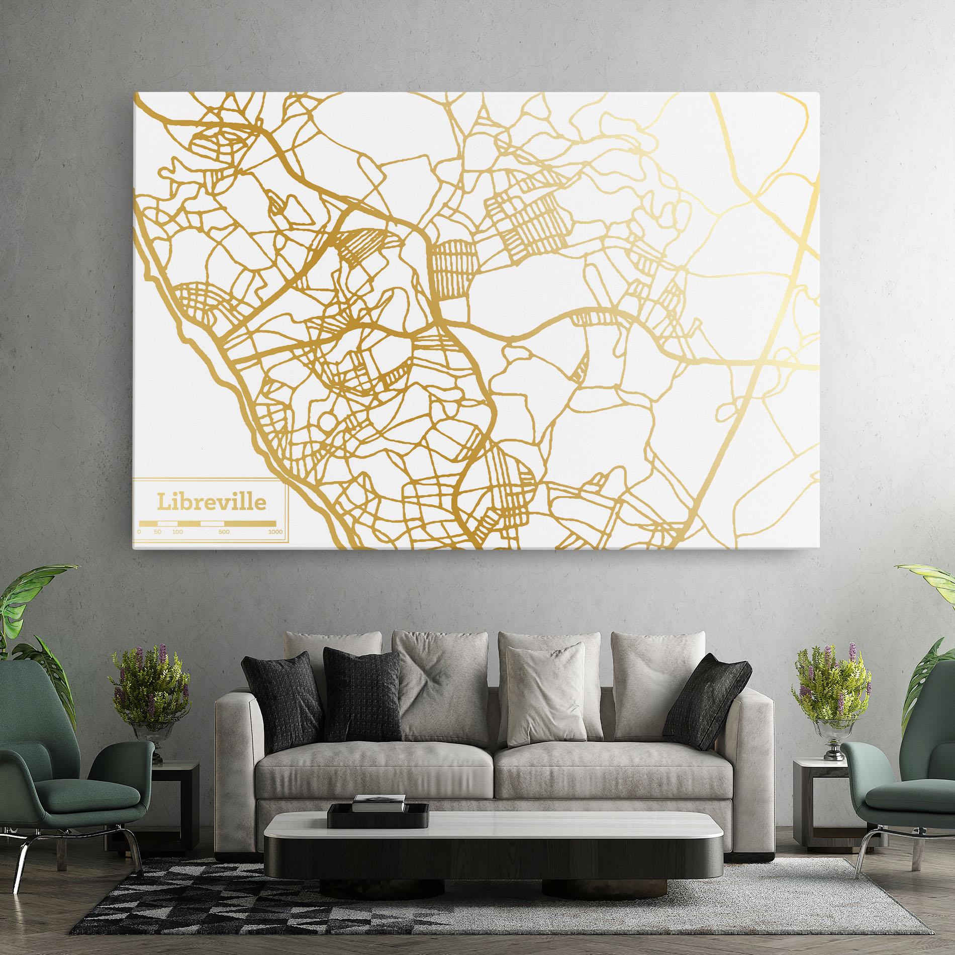 Tablou Canvas Libreville Gold Map mockup 7