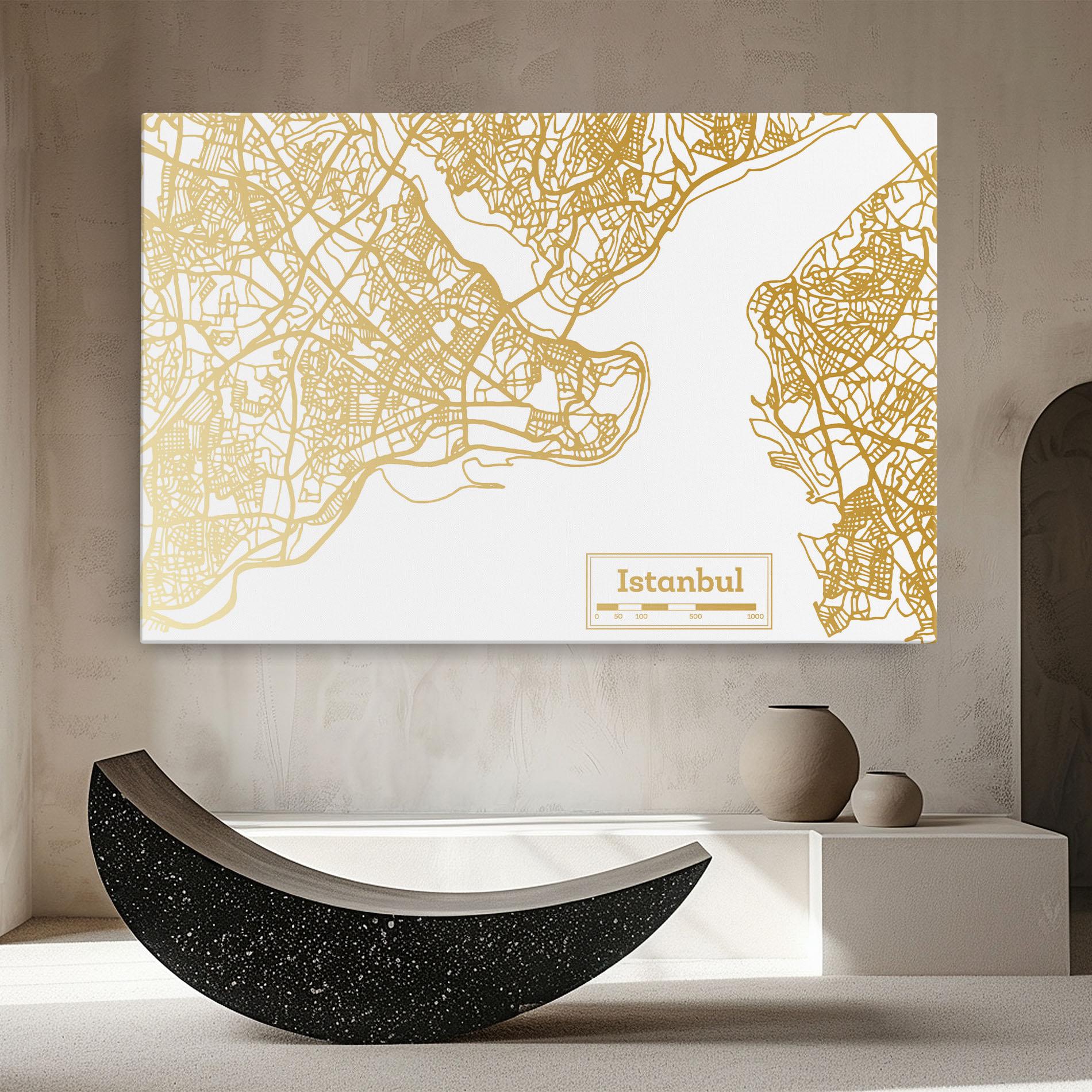 Tablou Canvas Istanbul Gold Map mockup 8