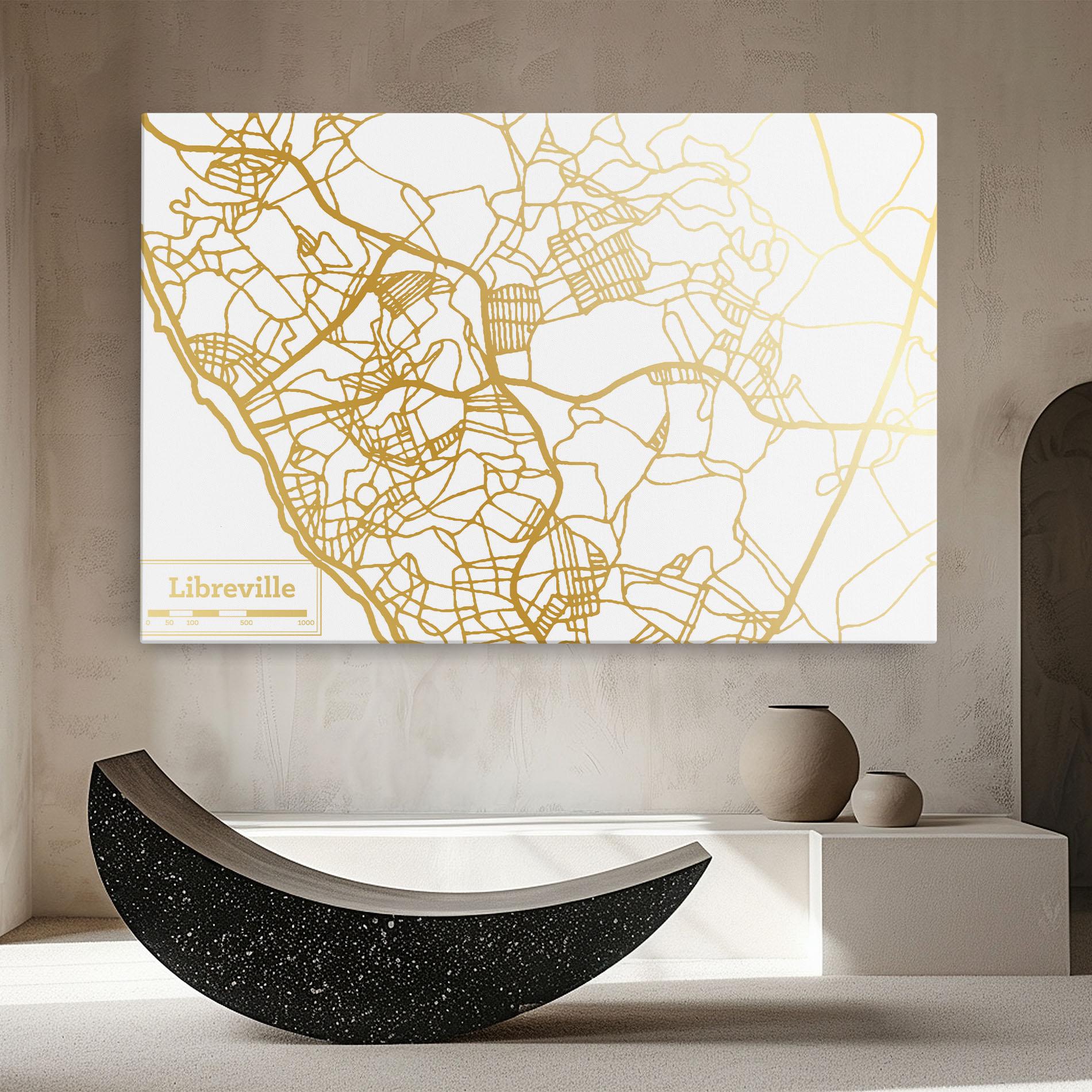 Tablou Canvas Libreville Gold Map mockup 8