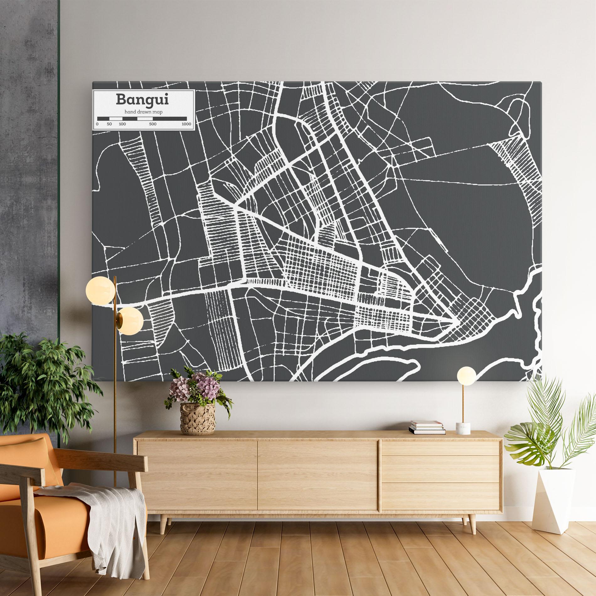 Tablou Canvas Bangui Map mockup 9