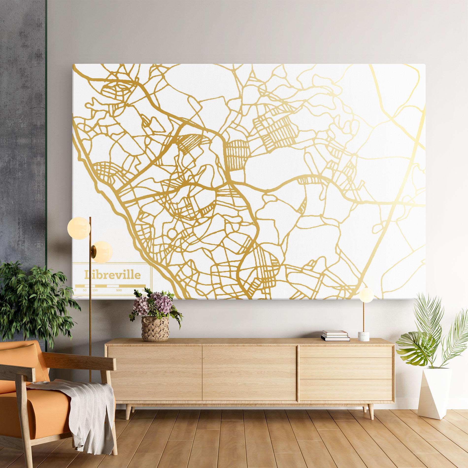 Tablou Canvas Libreville Gold Map mockup 9