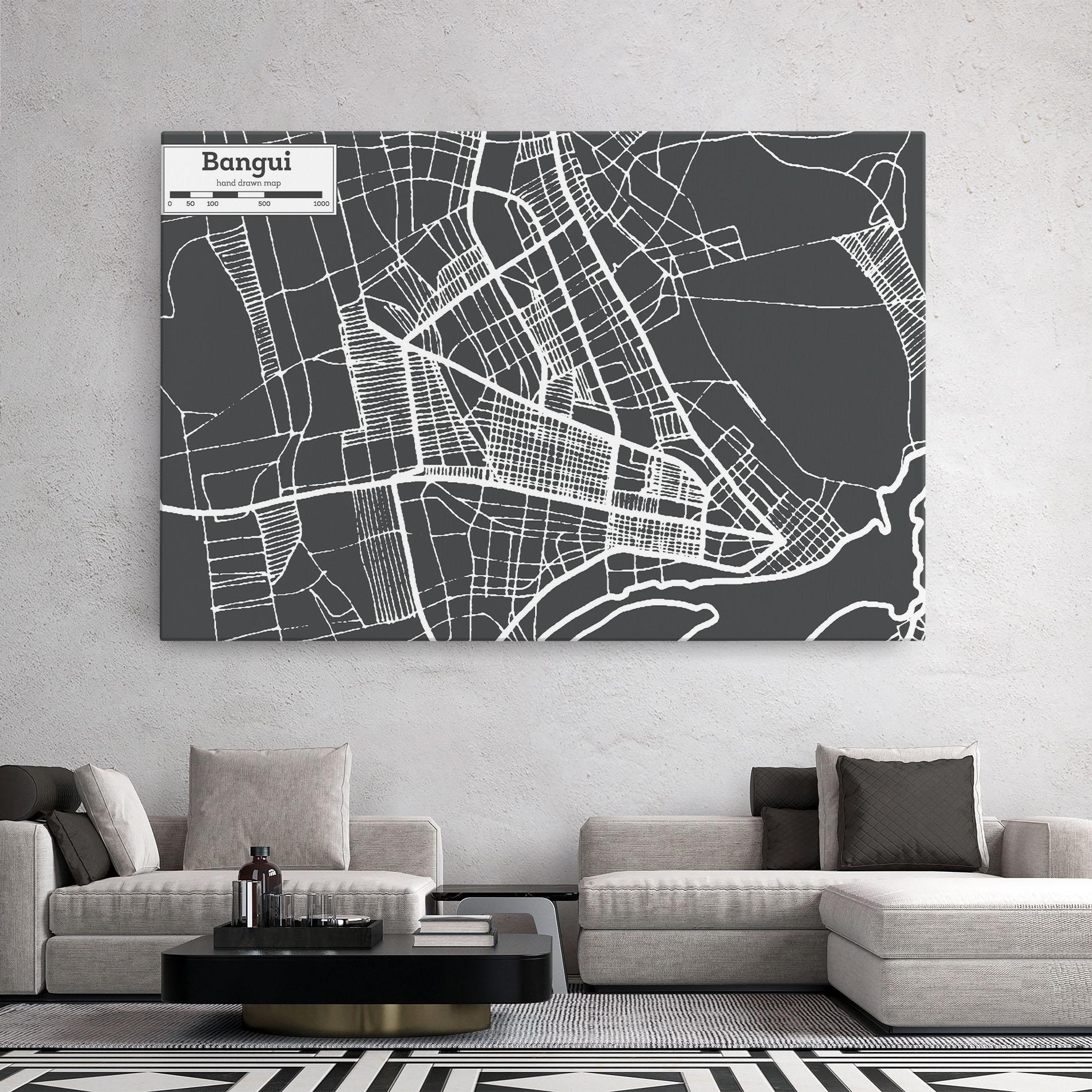Tablou Canvas Bangui Map mockup 2