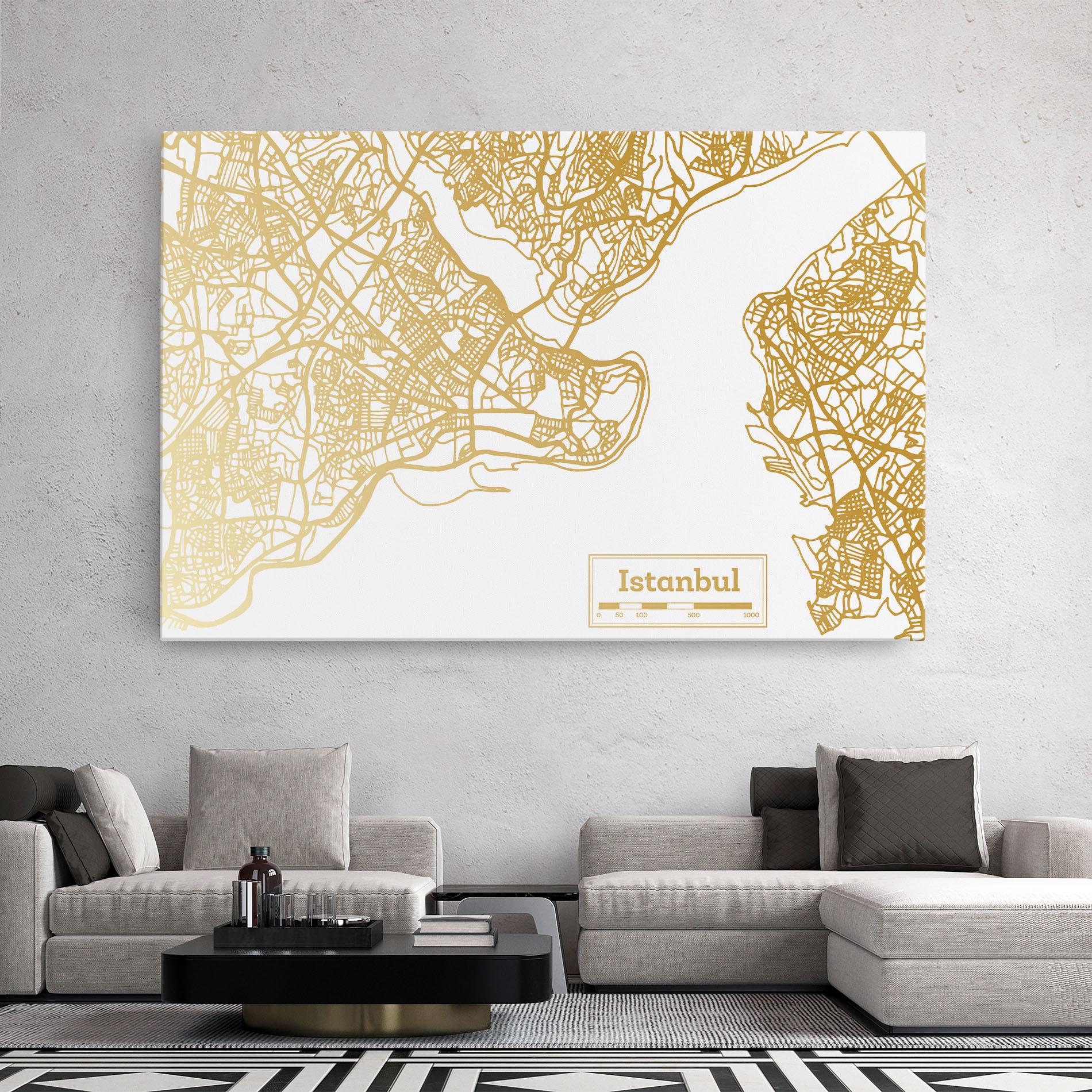 Tablou Canvas Istanbul Gold Map mockup 2