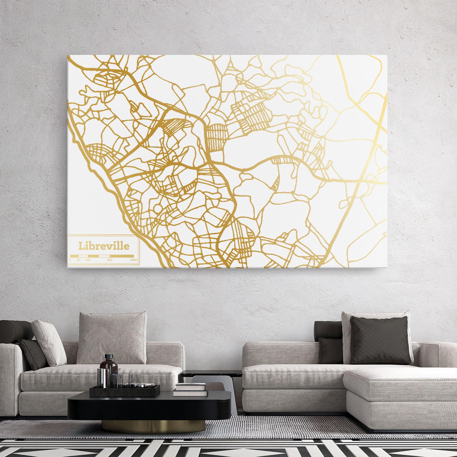 Tablou Canvas Libreville Gold Map mockup 2
