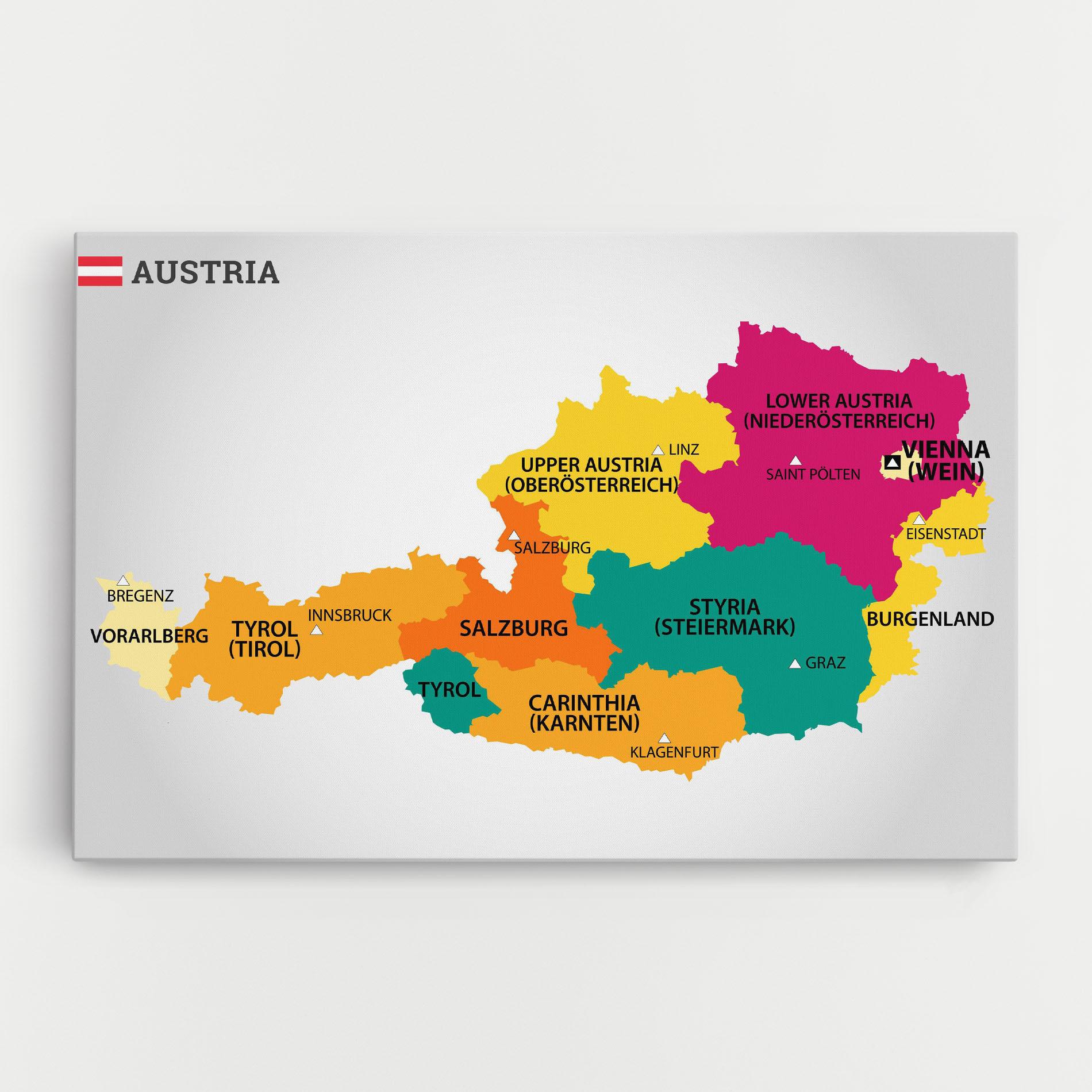 Tablou Canvas Austria Color Map mockup 0