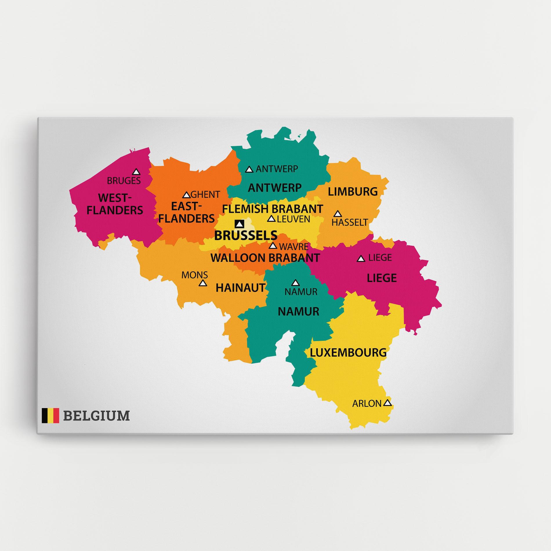 Tablou Canvas Belgium Color Map mockup 0