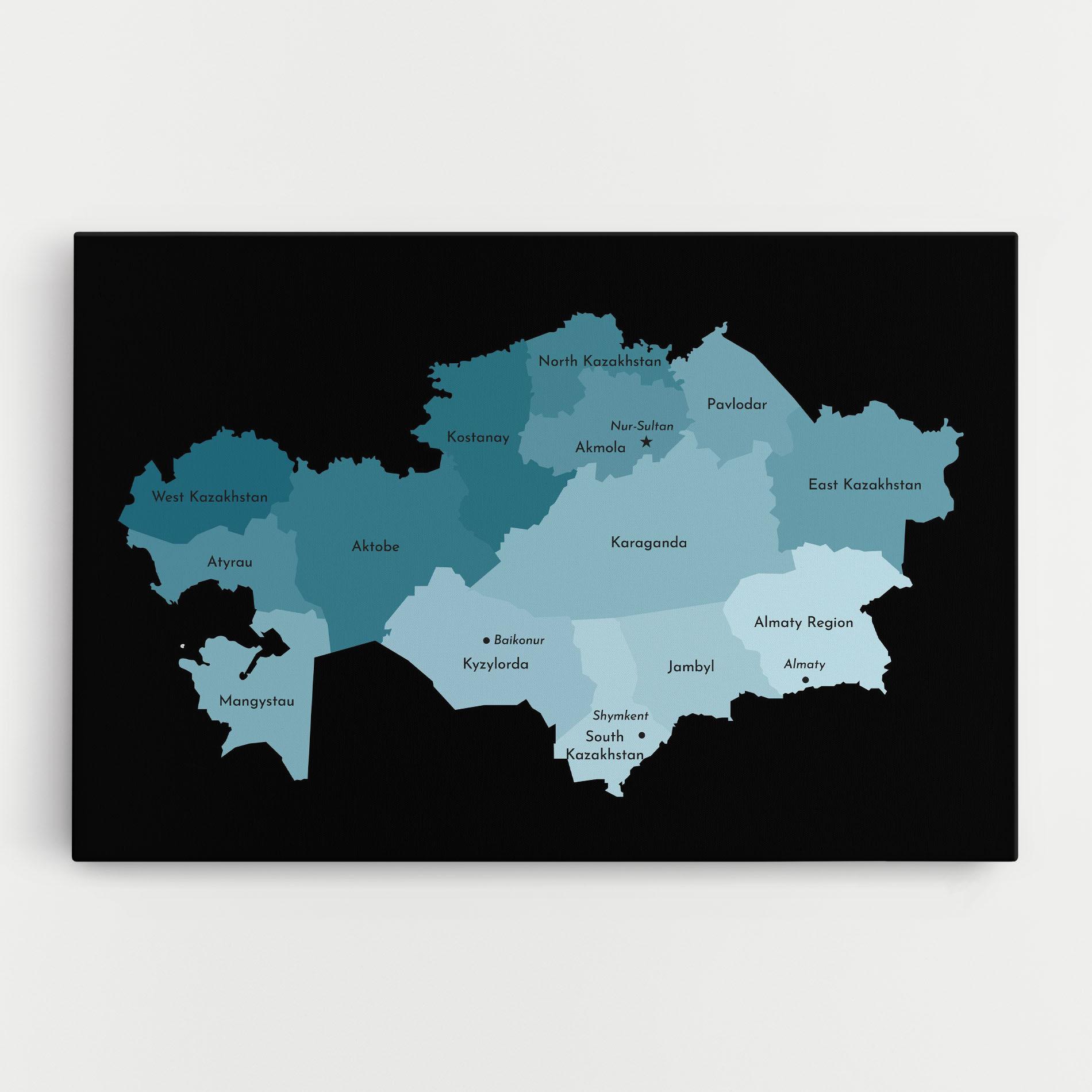 Tablou Canvas Kazahstan Blue Map mockup 0