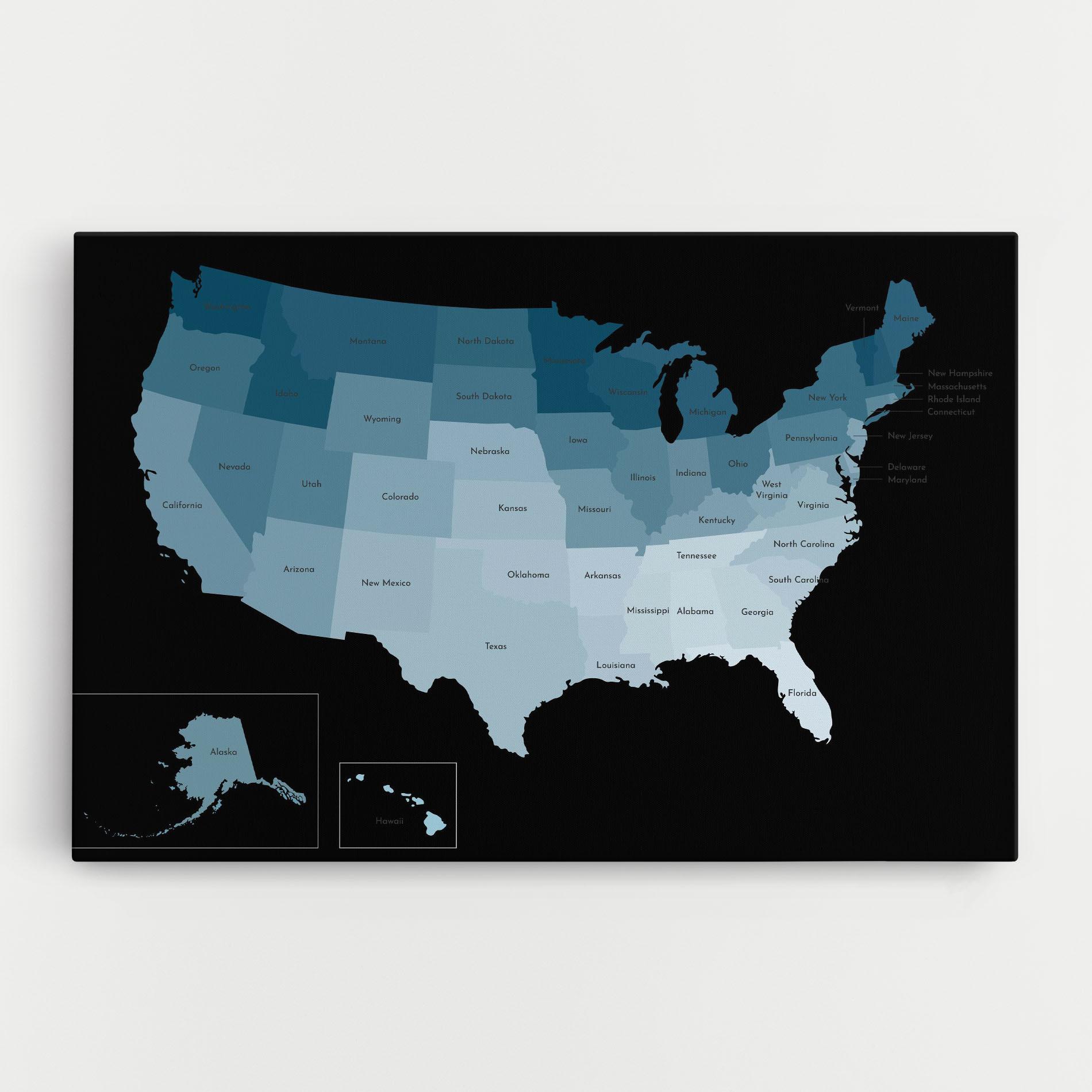 Tablou Canvas Sua Blue Map mockup 0