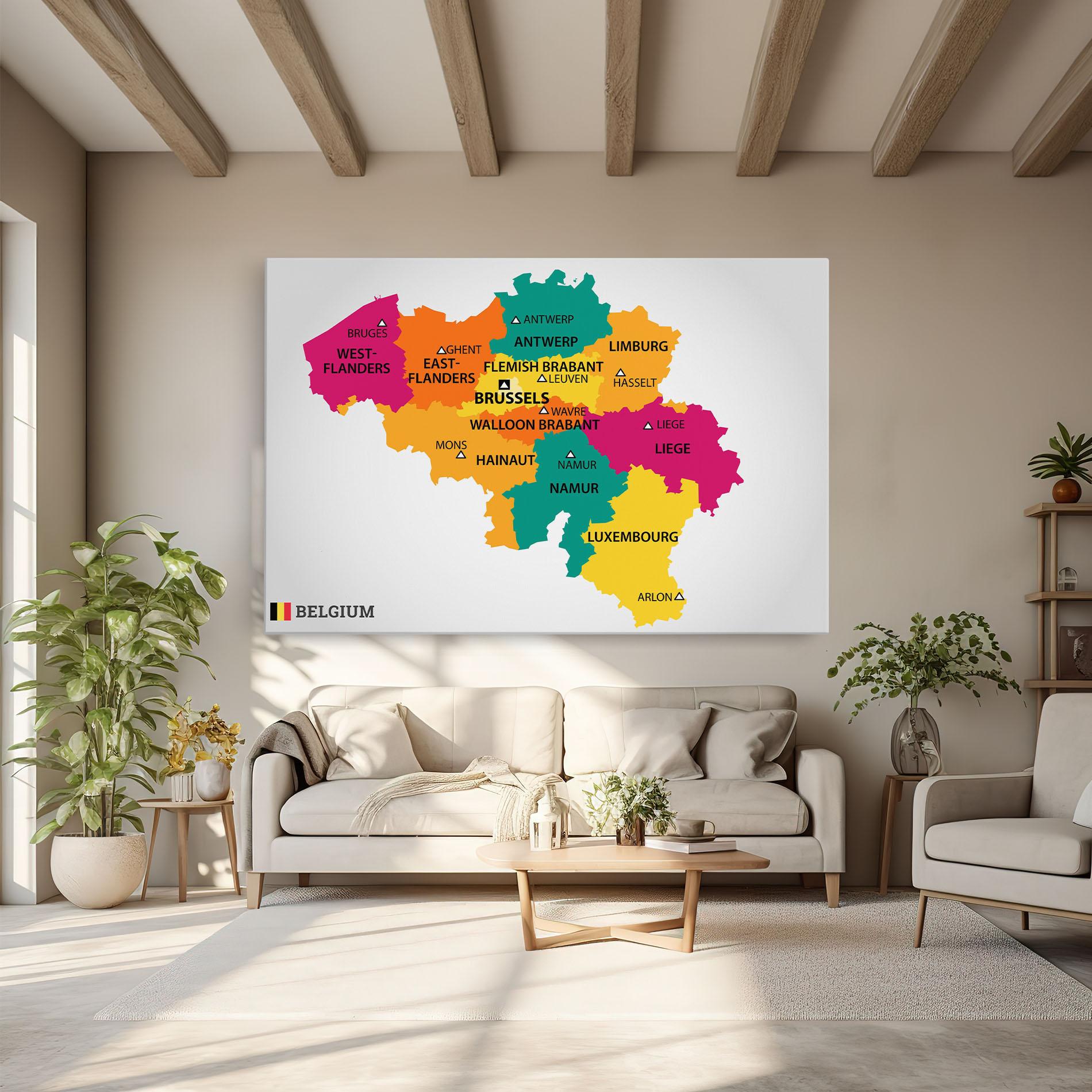 Tablou Canvas Belgium Color Map mockup 6