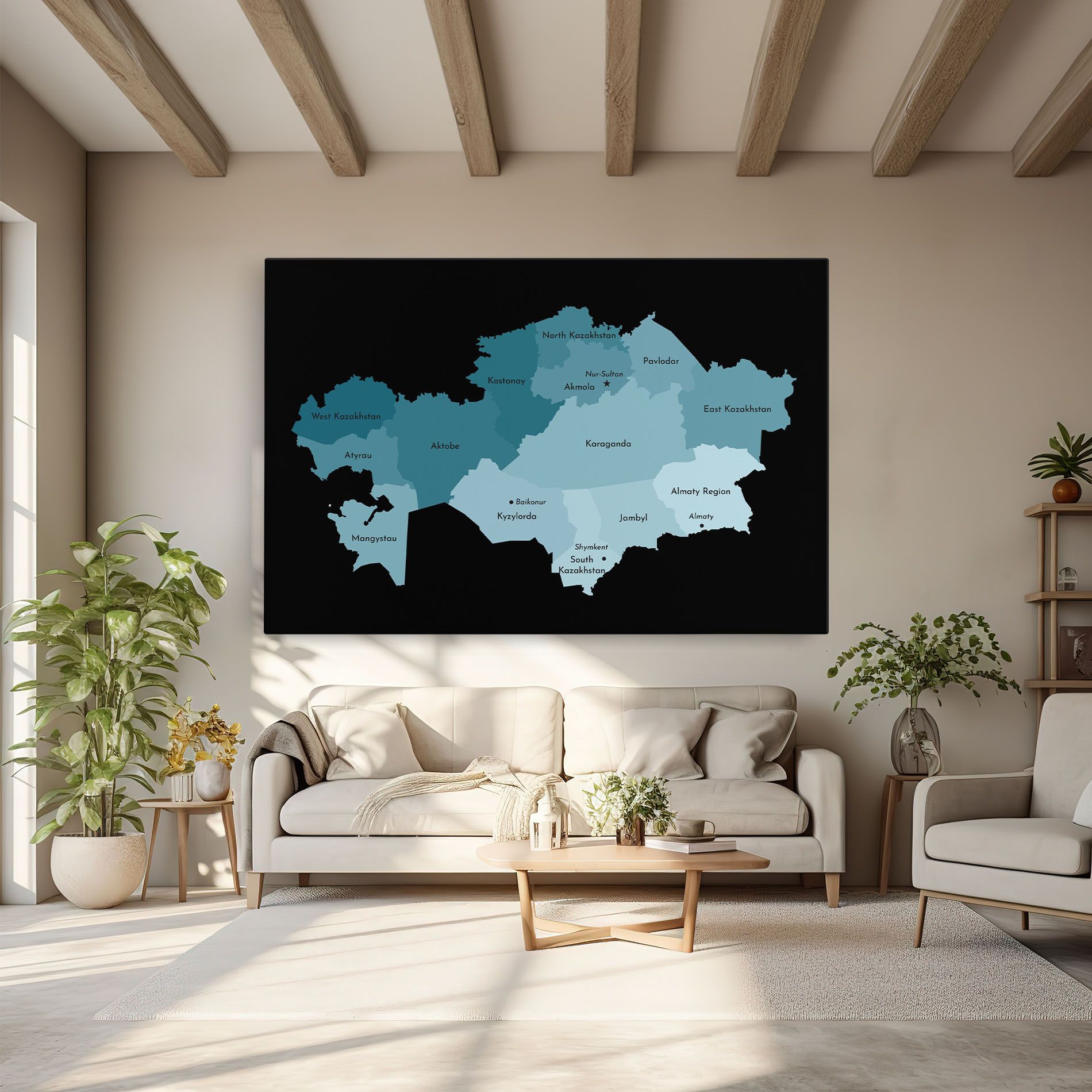 Kazahstan Blue Map mockup 6