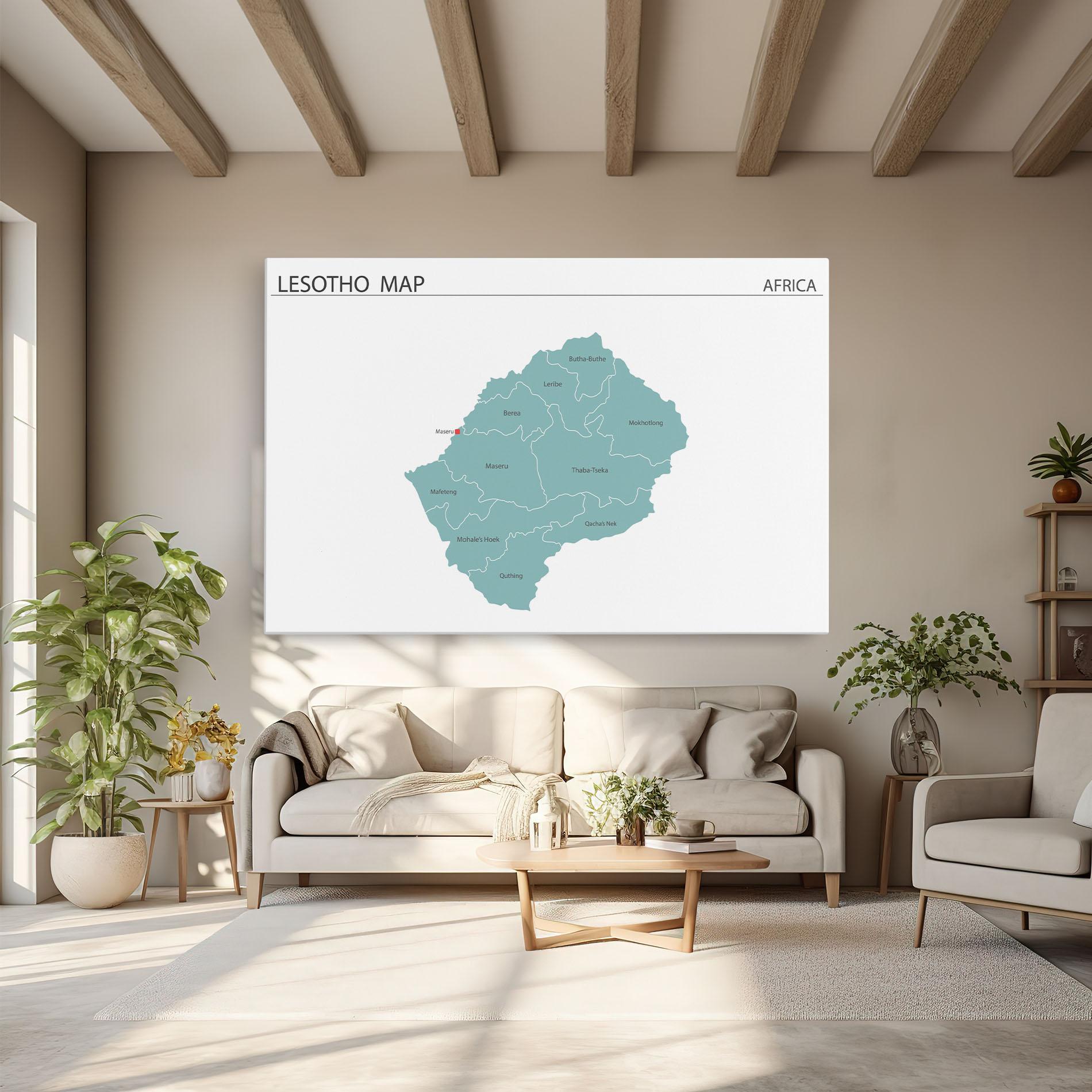 Tablou Canvas Lesotho Map mockup 6