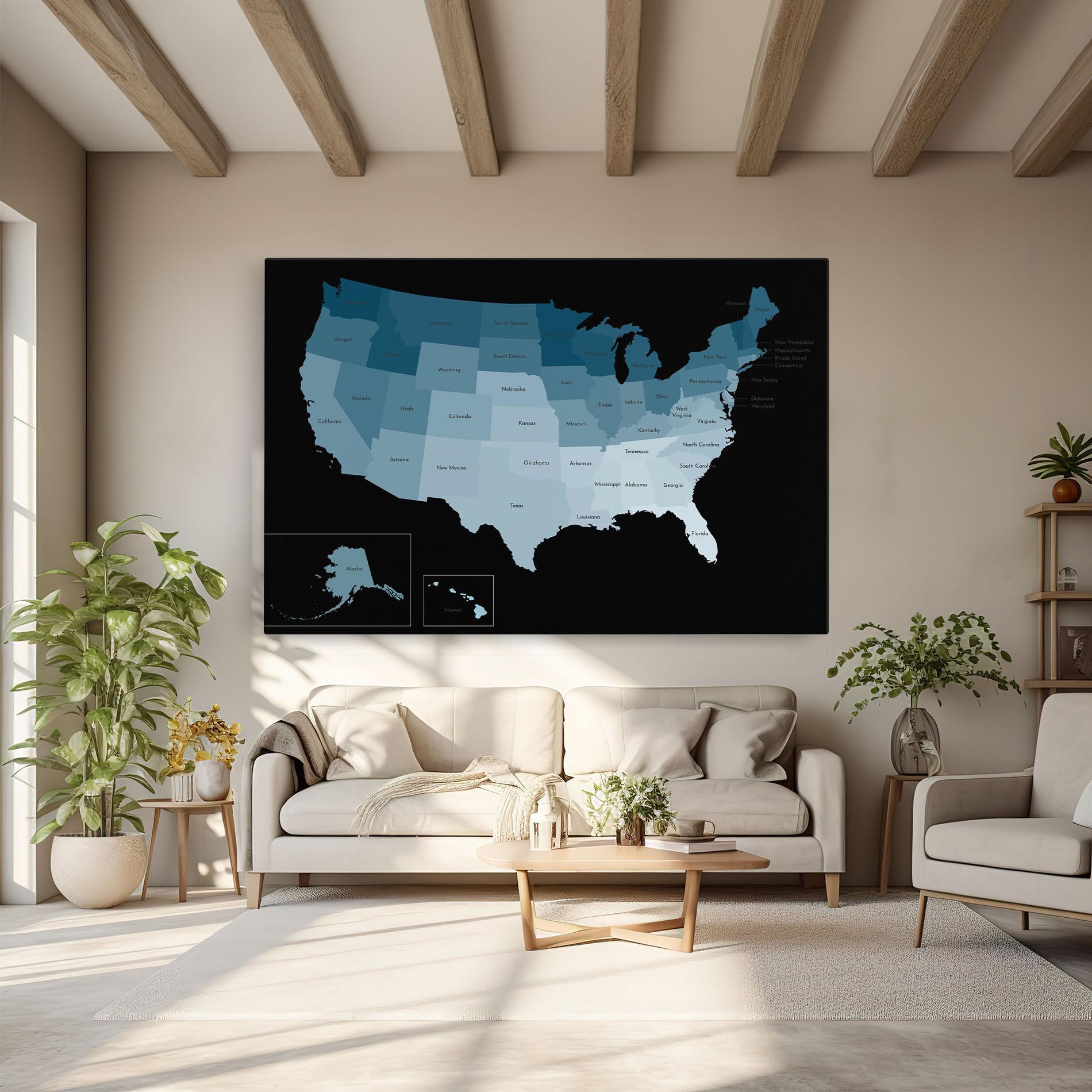 Tablou Canvas Sua Blue Map mockup 6