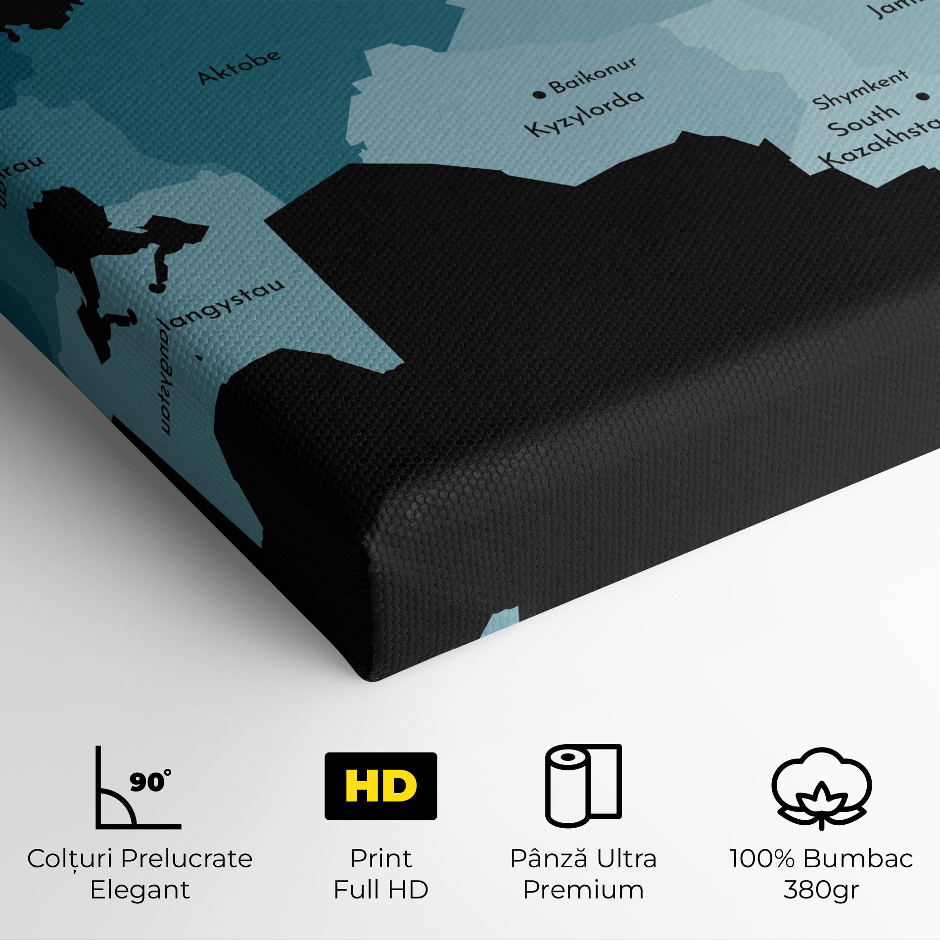 Tablou Canvas Kazahstan Blue Map mockup 4