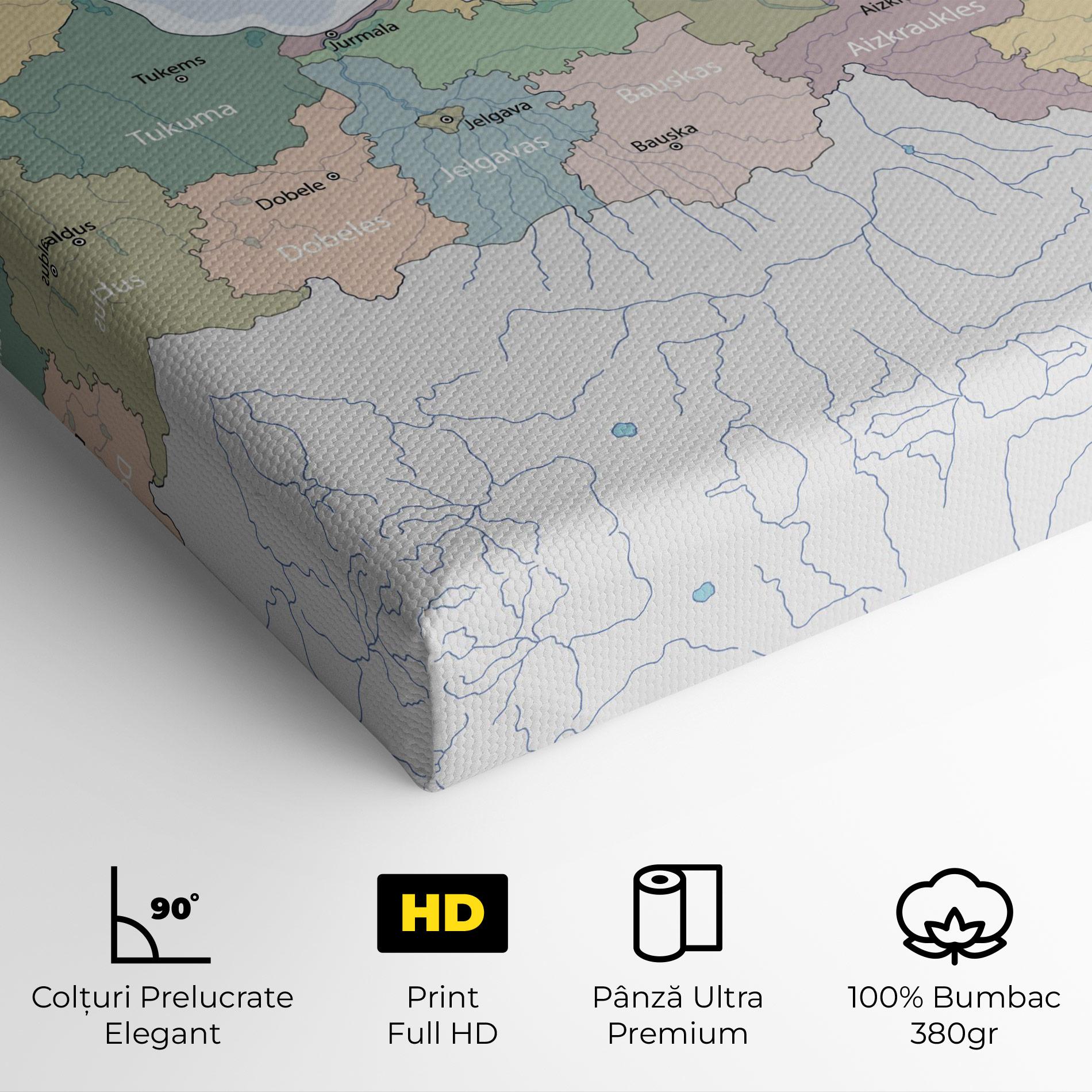 Tablou Canvas Latvia Color Map mockup 4