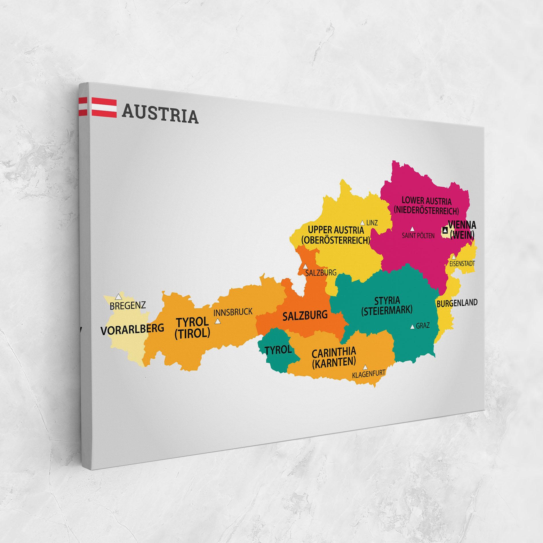 Tablou Canvas Austria Color Map mockup 1