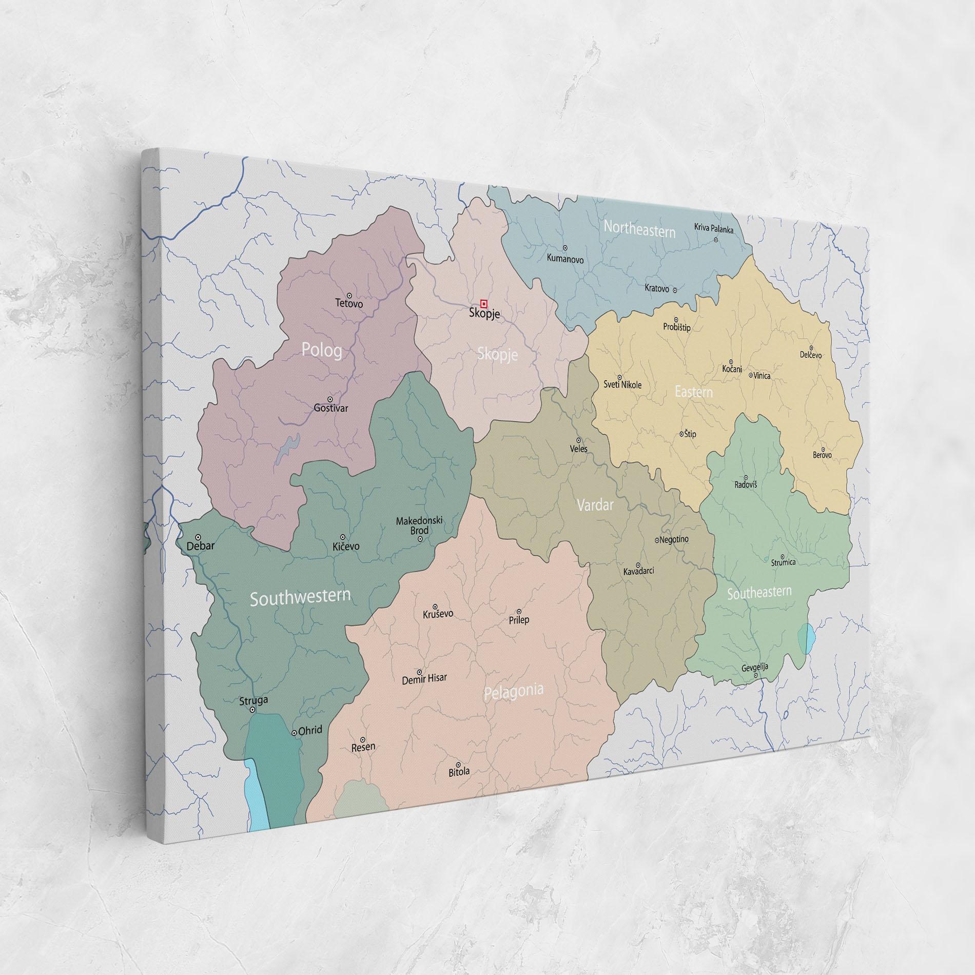 Tablou Canvas North Macedonia Map mockup 1