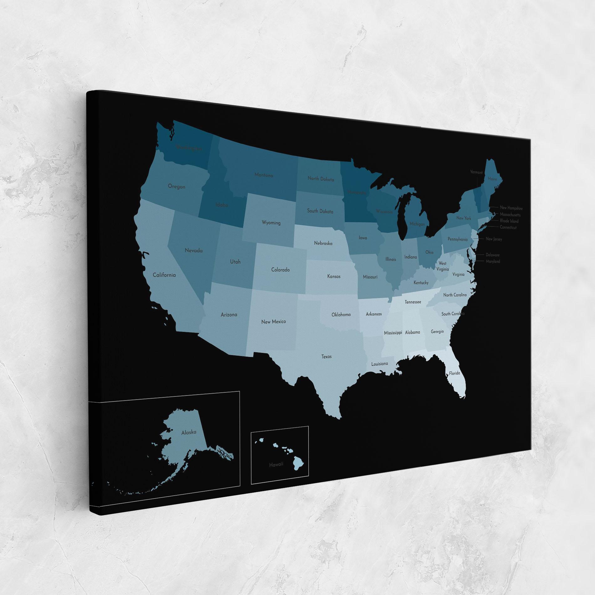 Tablou Canvas Sua Blue Map mockup 1