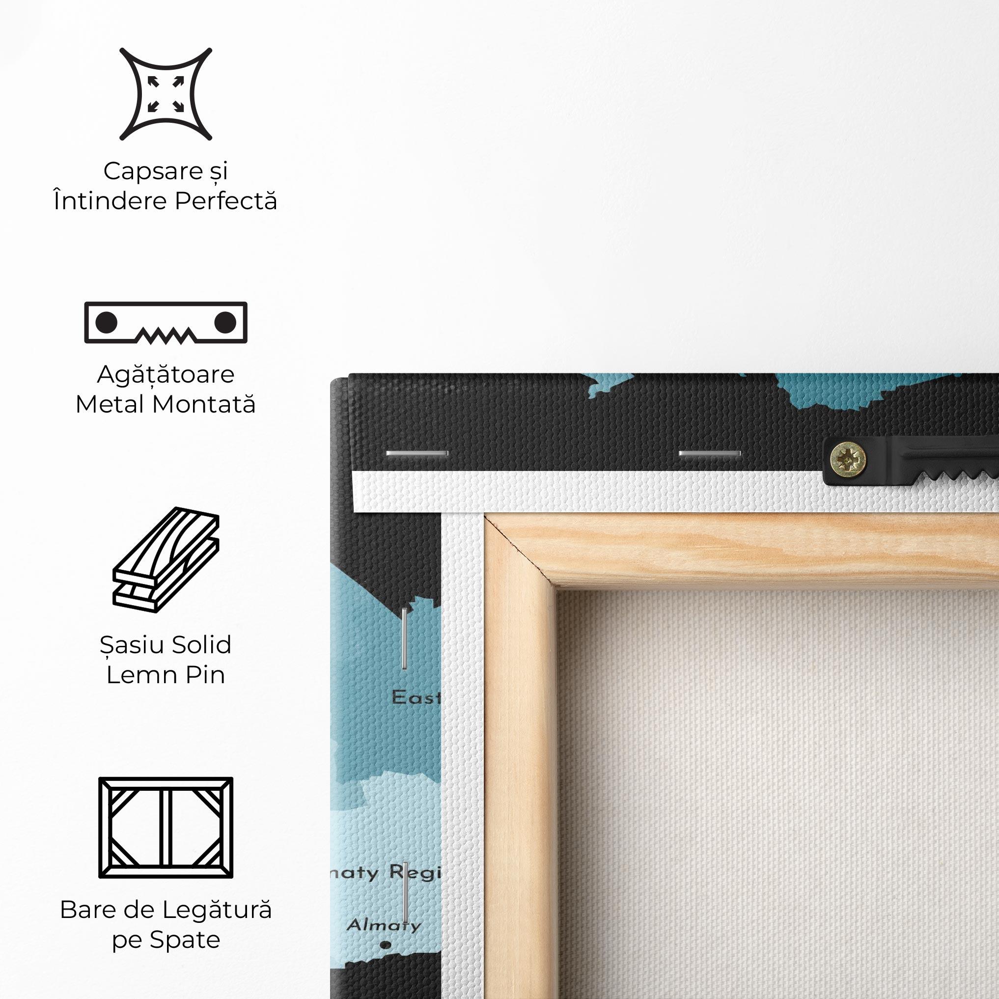 Tablou Canvas Kazahstan Blue Map mockup 5