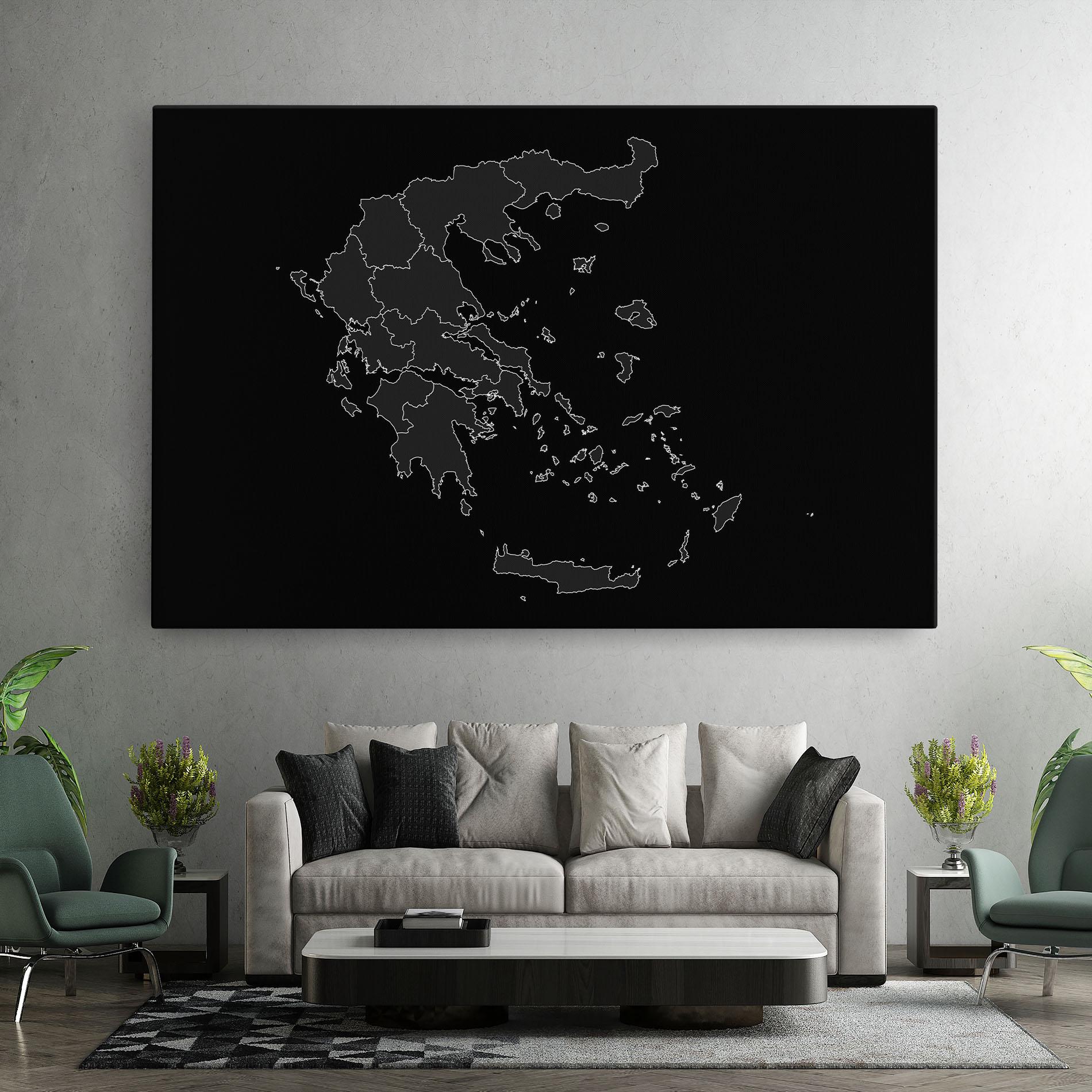 Tablou Canvas Greece Grey Map mockup 7
