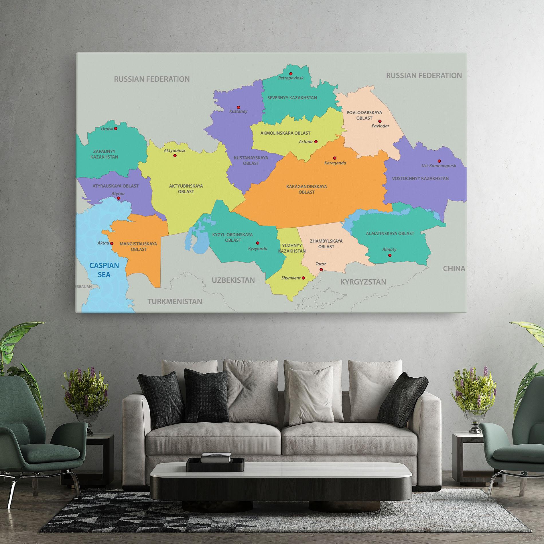 Tablou Canvas Kazakhstan Color Map mockup 7