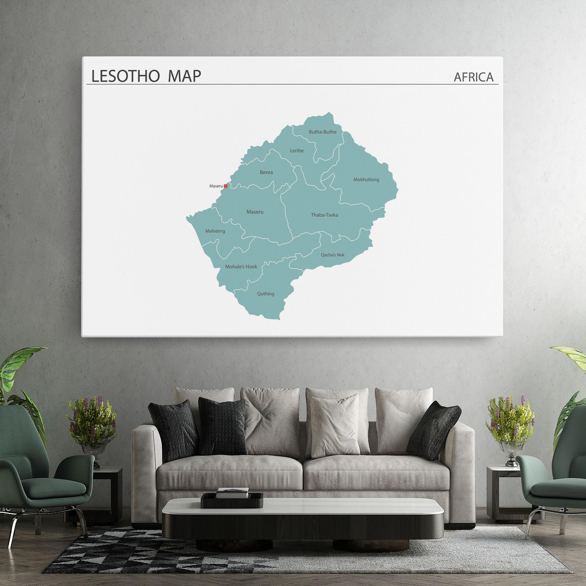 Tablou Canvas Lesotho Map mockup 7