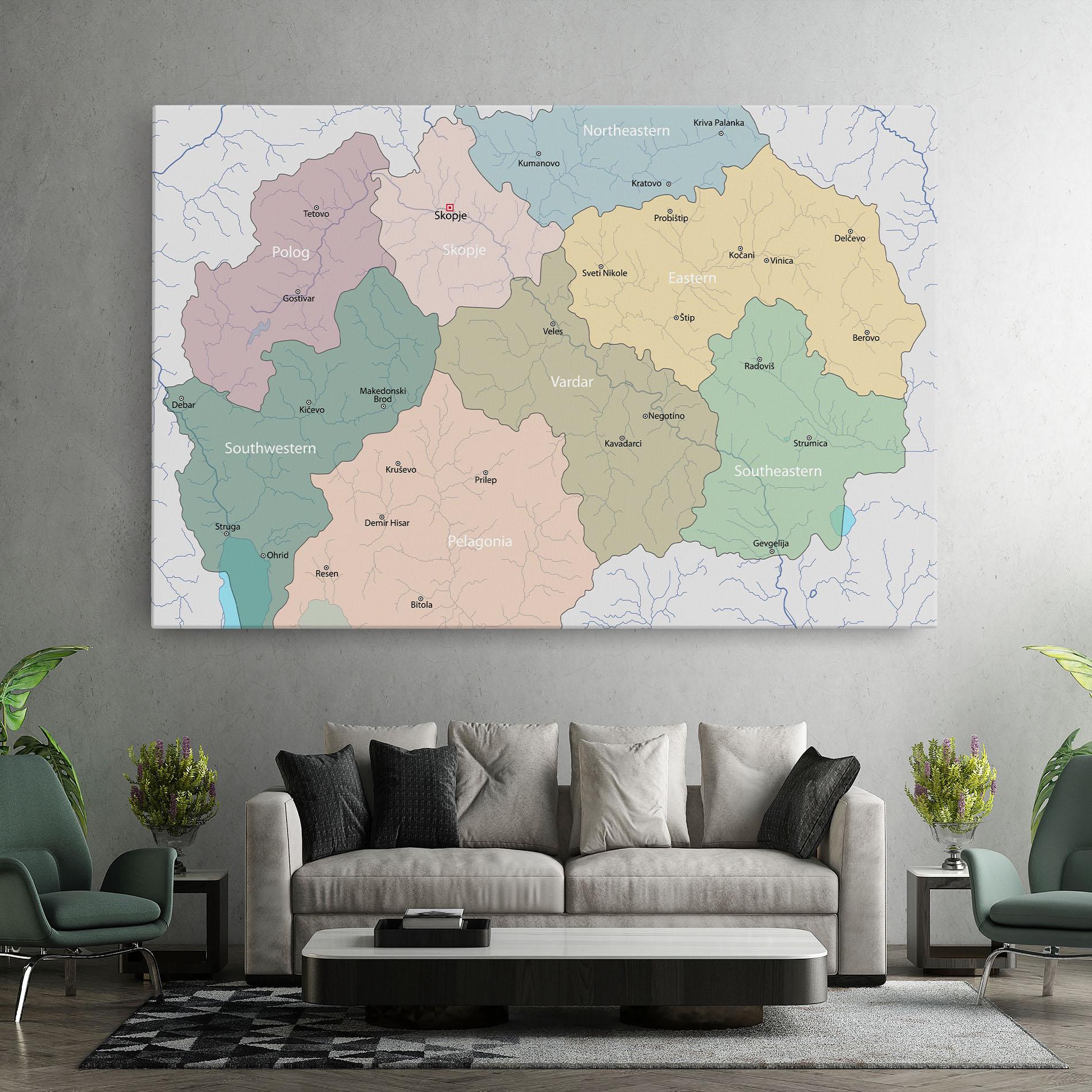 Tablou Canvas North Macedonia Map mockup 7