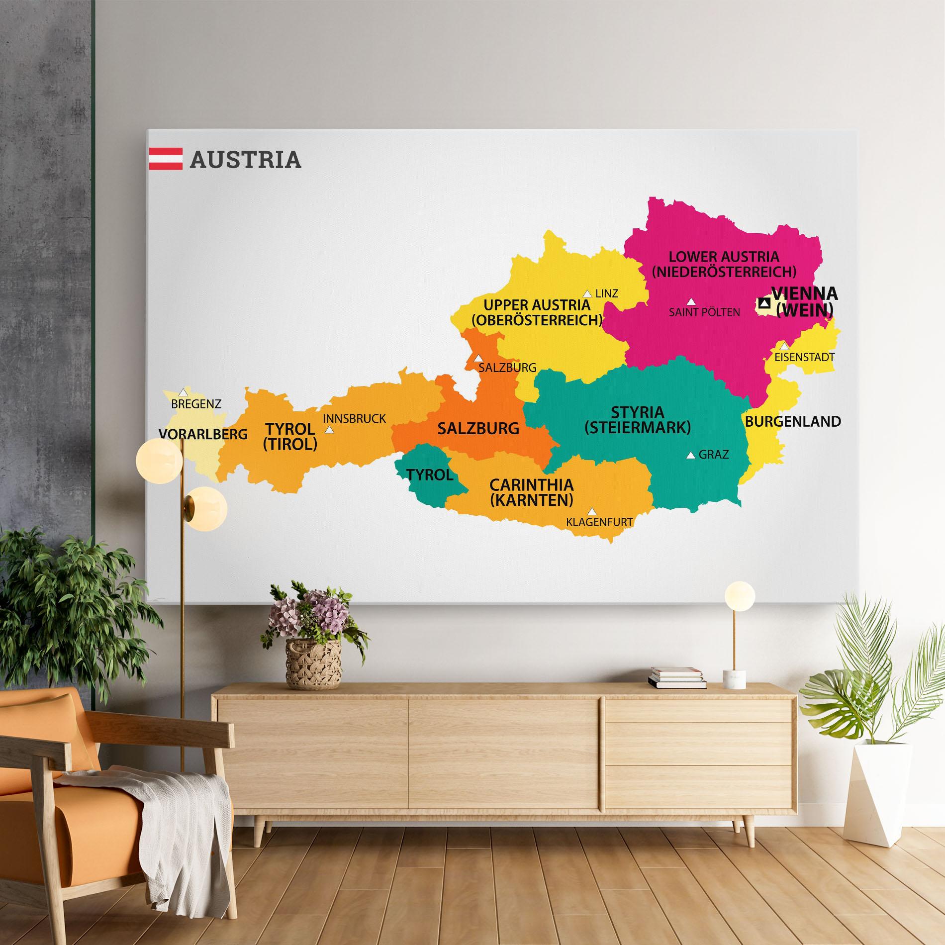 Tablou Canvas Austria Color Map mockup 9