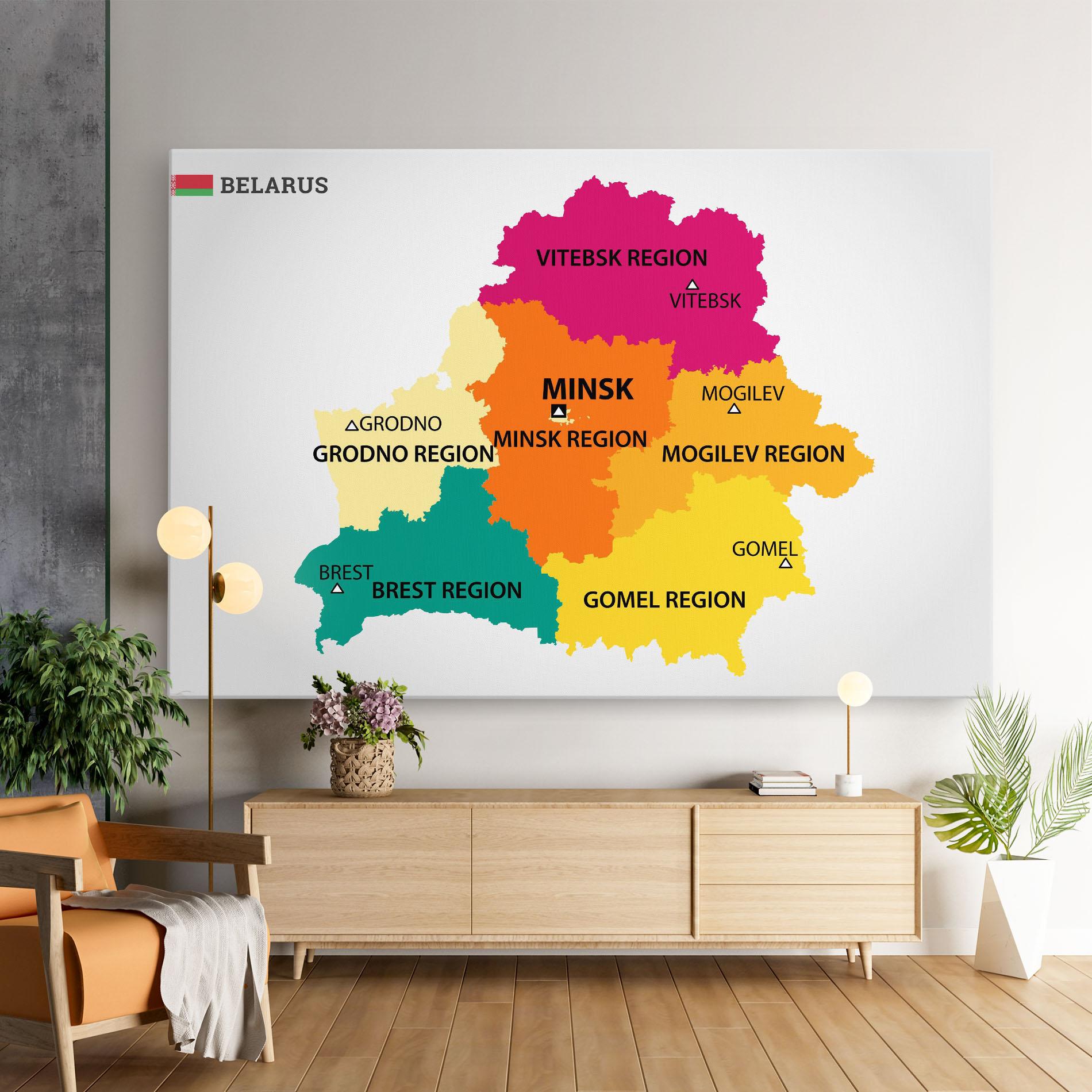 Tablou Canvas Belarus Color Map mockup 9