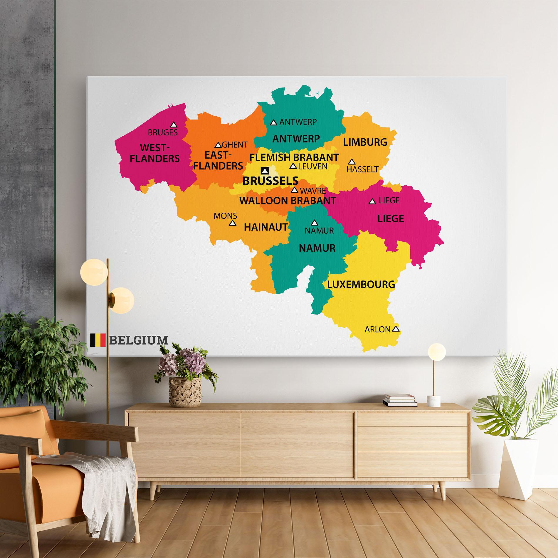 Tablou Canvas Belgium Color Map mockup 9