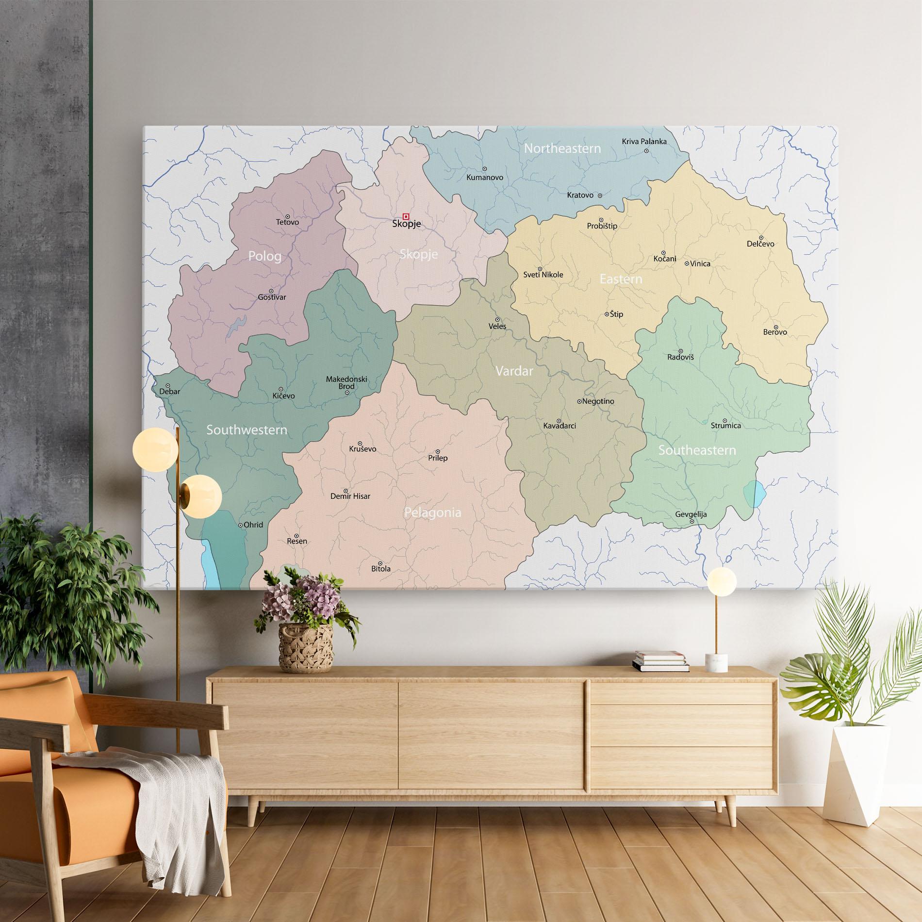 Tablou Canvas North Macedonia Map mockup 9
